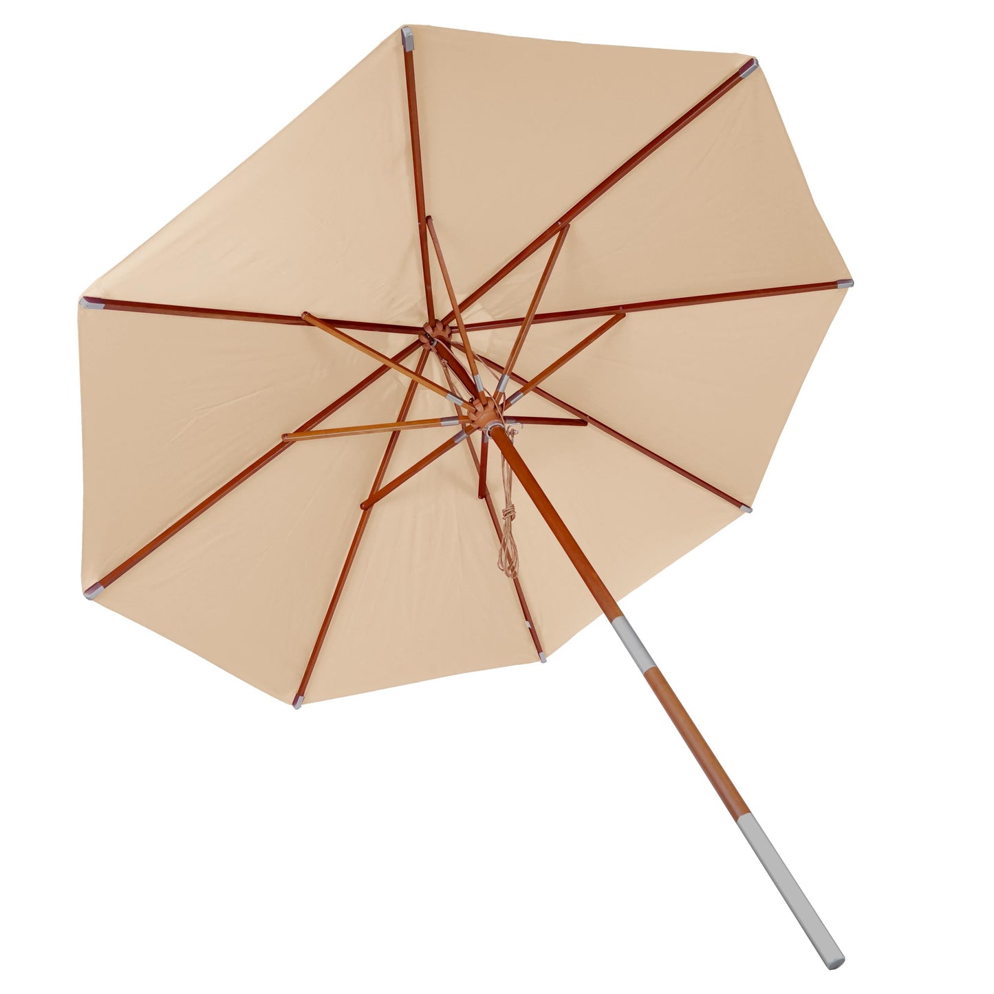 Cosmo Casa - Houten parasol - Trekkoord - Polyester & Hout - Crème - Ø3 m