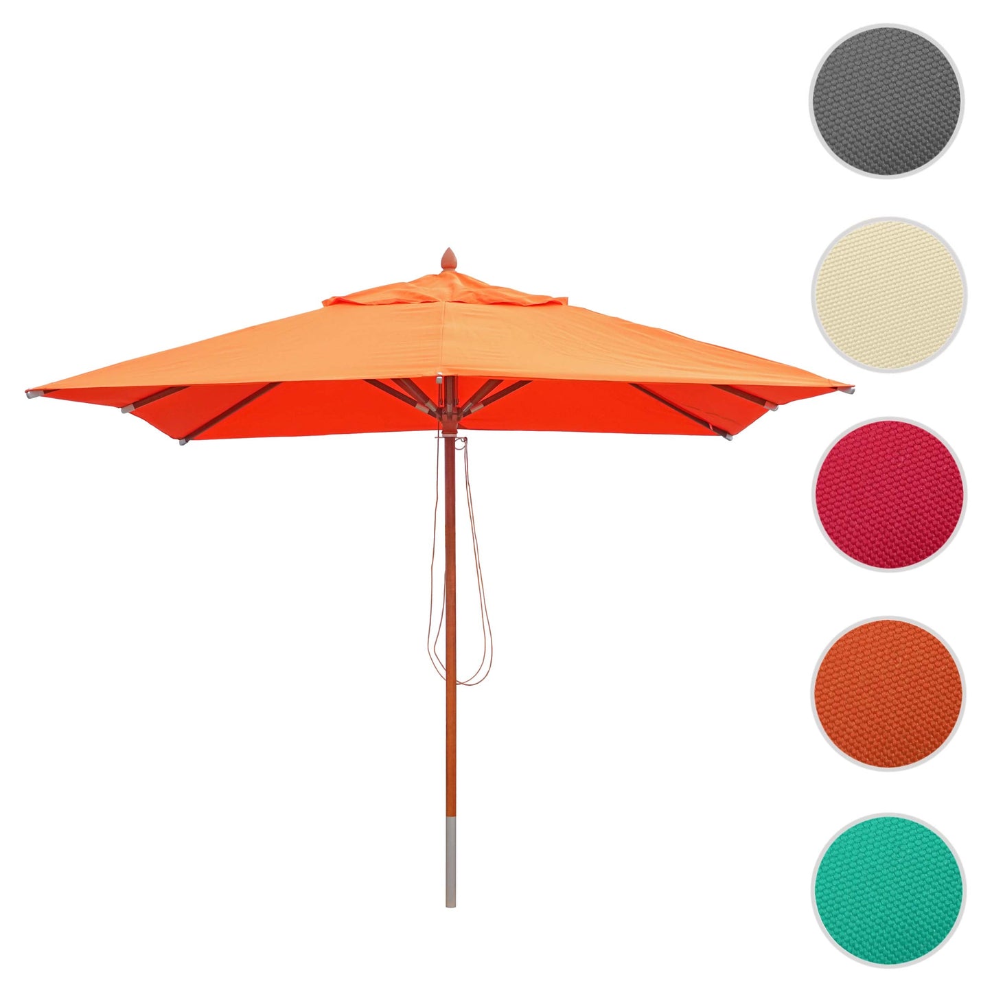 Cosmo Casa - Houten parasol - Trekkoord - Polyester & Hout - Terracotta - 3×3 m