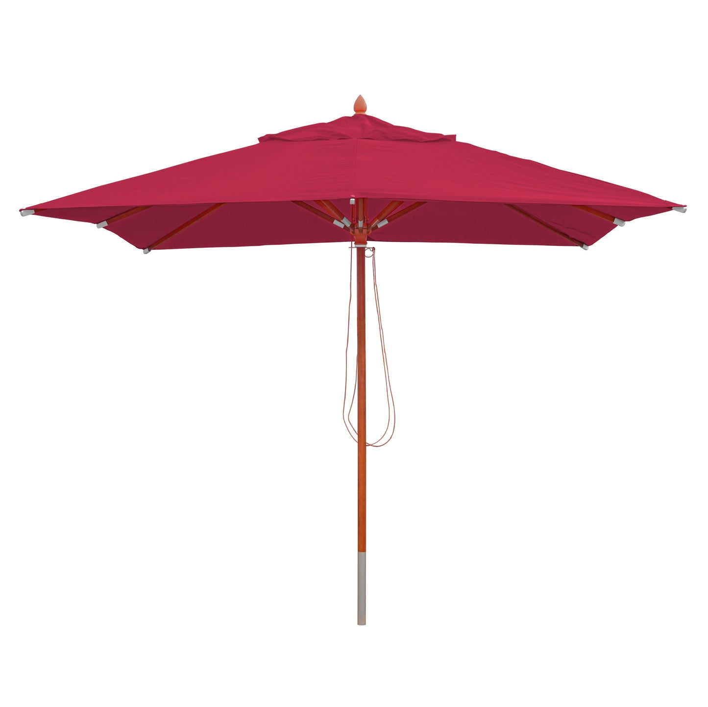 Cosmo Casa - Houten parasol - Trekkoord - Polyester & Hout - Bordeauxrood - 3×3 m