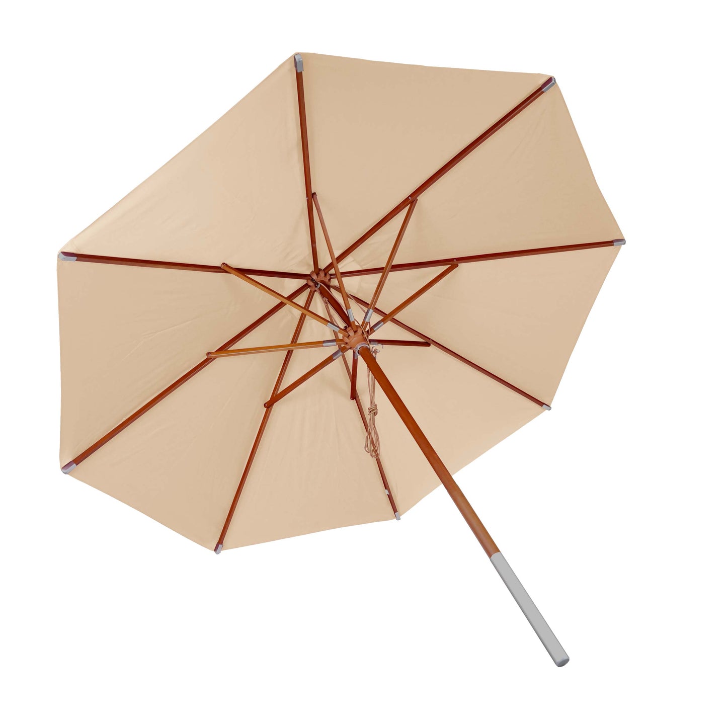 Cosmo Casa - Houten parasol - Trekkoord - Polyester & Hout - Crème - Ø4 m