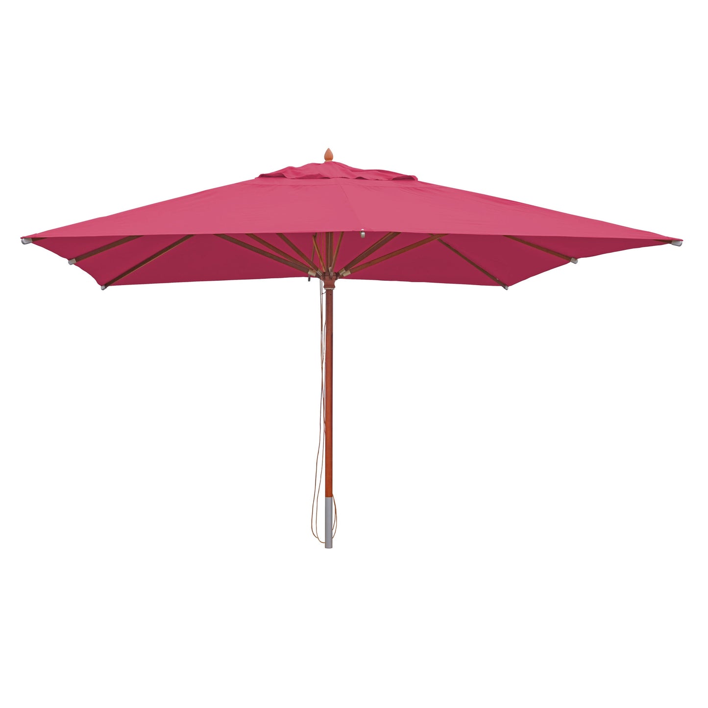 Cosmo Casa - Houten parasol - Trekkoord - Polyester & Hout - Bordeauxrood - 4×4 m