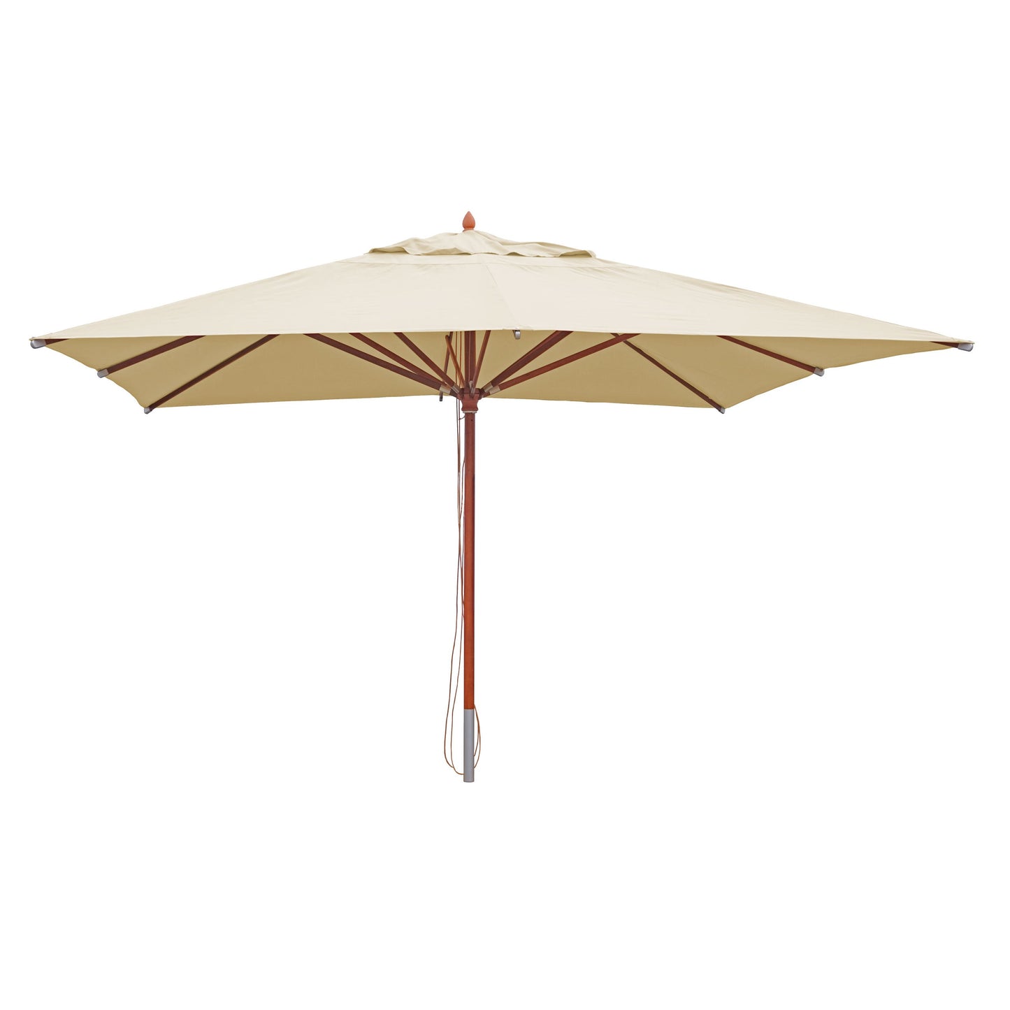 Cosmo Casa - Houten parasol - Trekkoord - Polyester & Hout - Crème - 4×4 m