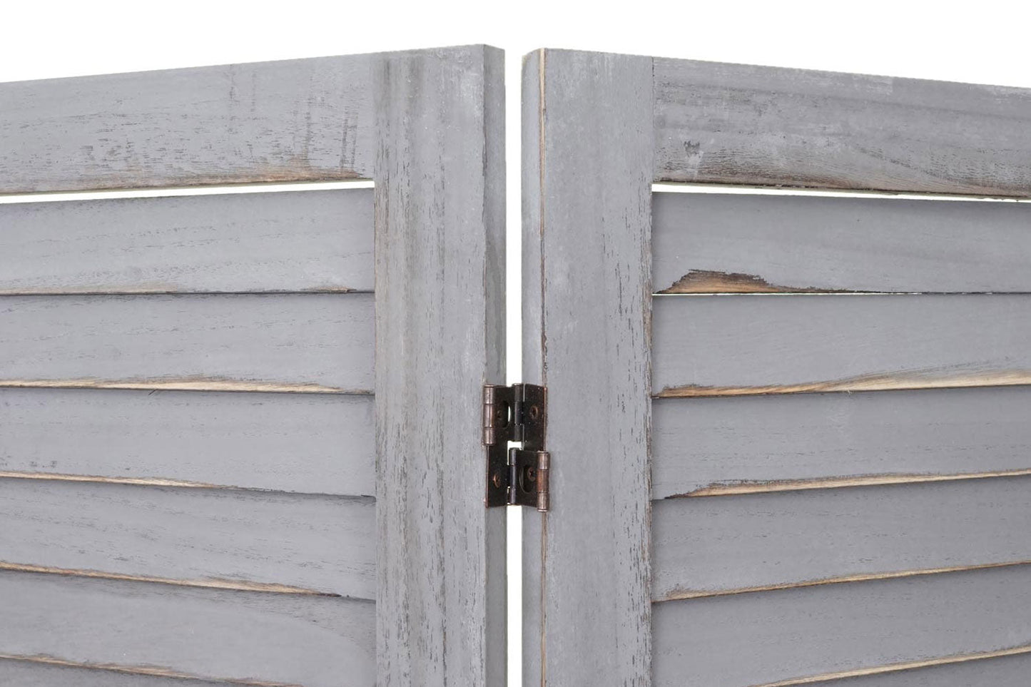 Cosmo Casa - Kamerscherm - Shabby look - Metaal & Textiel - Grijs - 170×162 cm