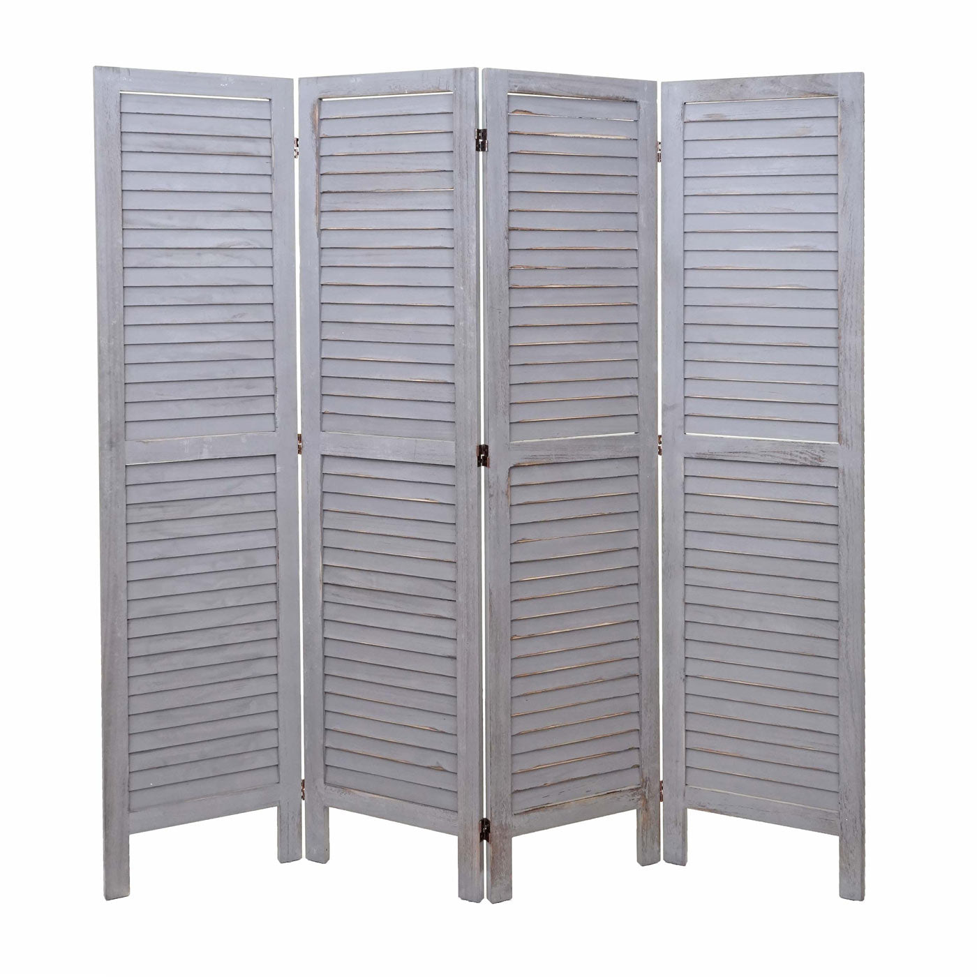 Cosmo Casa - Kamerscherm - Shabby look - Metaal & Textiel - Grijs - 170×162 cm