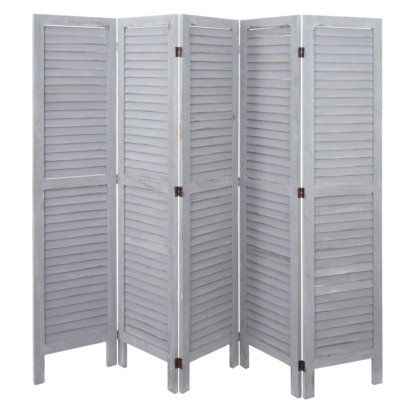 Cosmo Casa - Kamerscherm - Shabby look - Metaal & Textiel - Grijs - 170×200 cm