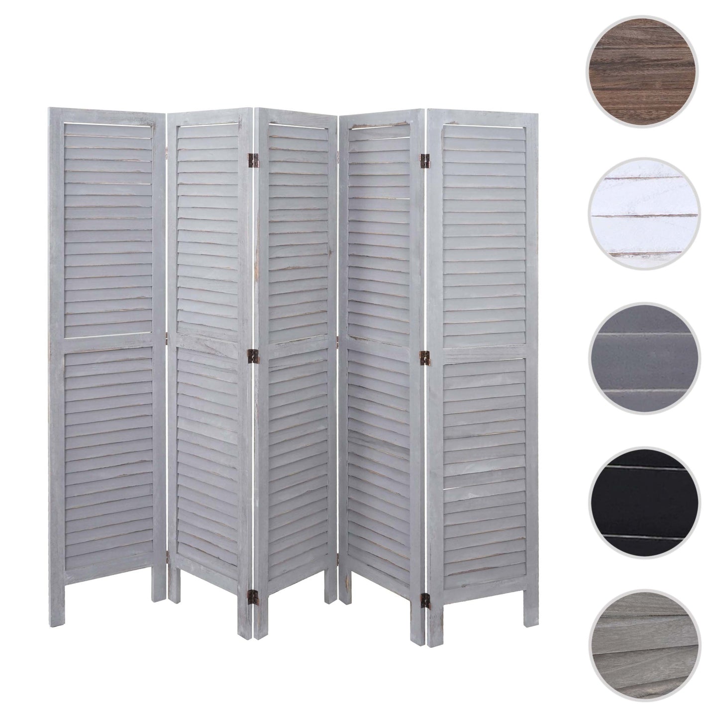 Cosmo Casa - Kamerscherm - Shabby look - Metaal & Textiel - Grijs - 170×200 cm