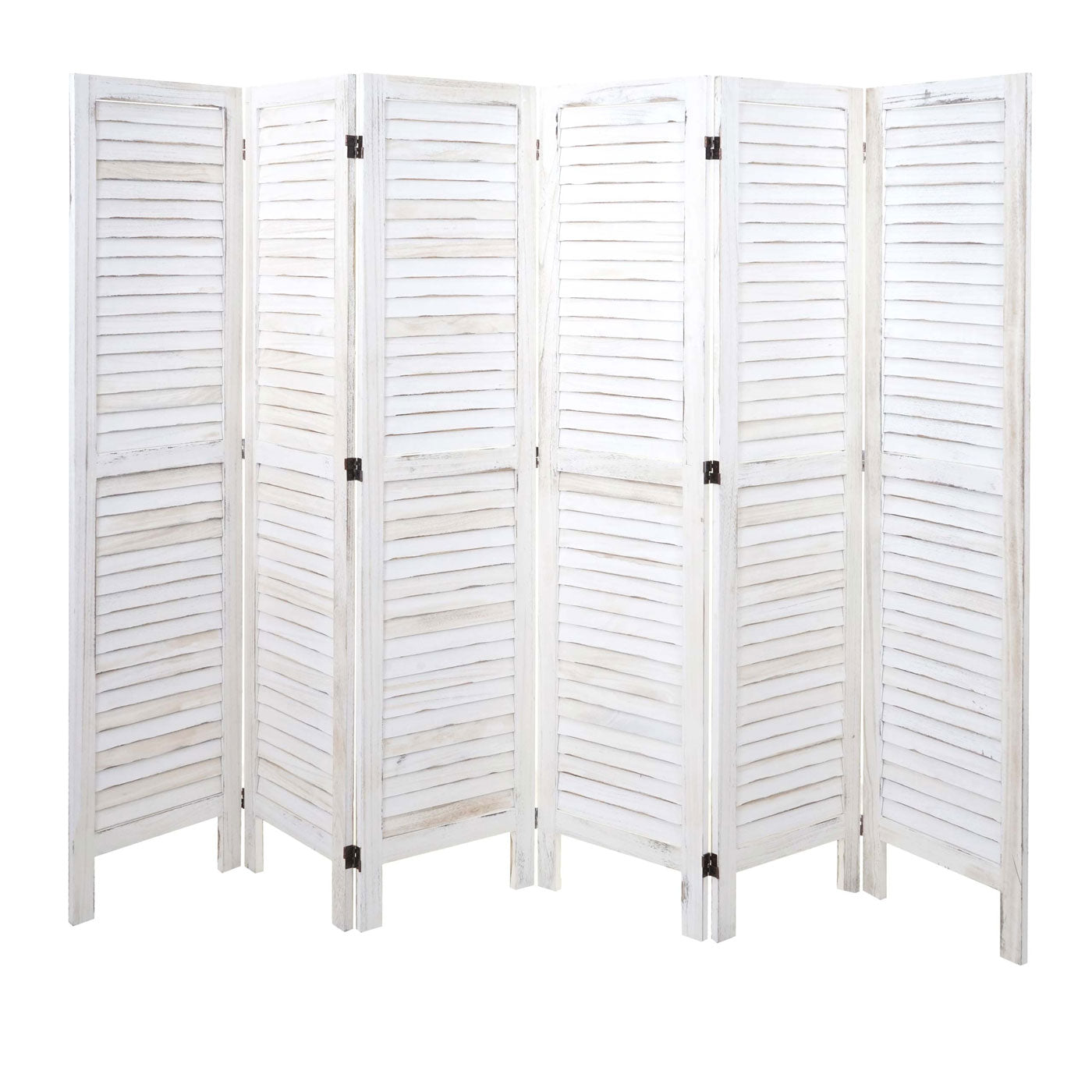 Cosmo Casa - Kamerscherm - Shabby look - Metaal & Textiel - Wit - 170×240 cm