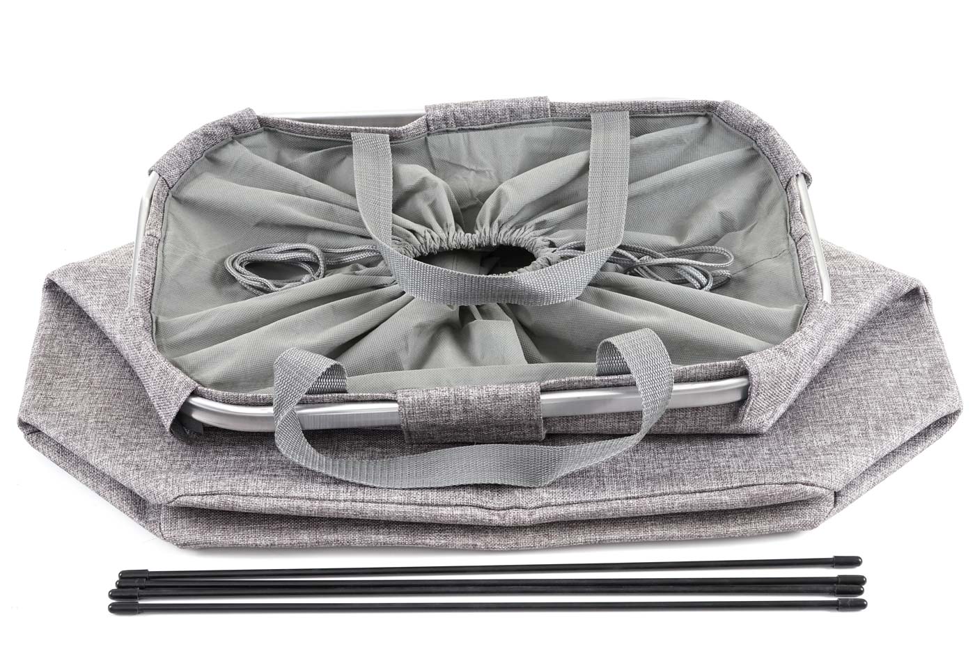 Cosmo Casa - Wasmand - Trekkoord - Textiel - Grijs - 54×52×32 cm - 89 l