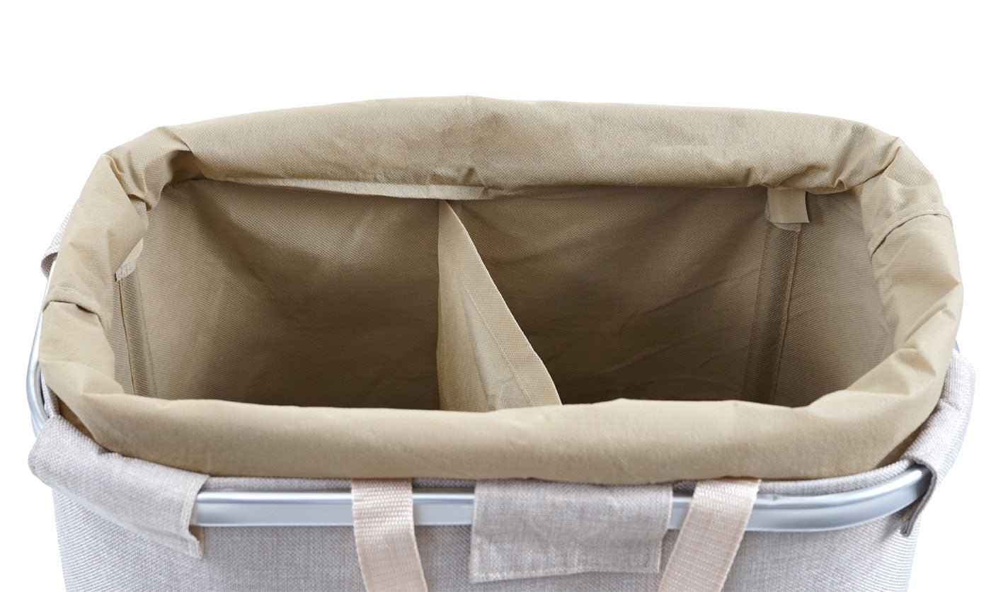 Cosmo Casa - Wasmand - Trekkoord - Textiel - Beige - 54×52×32 cm - 89 l
