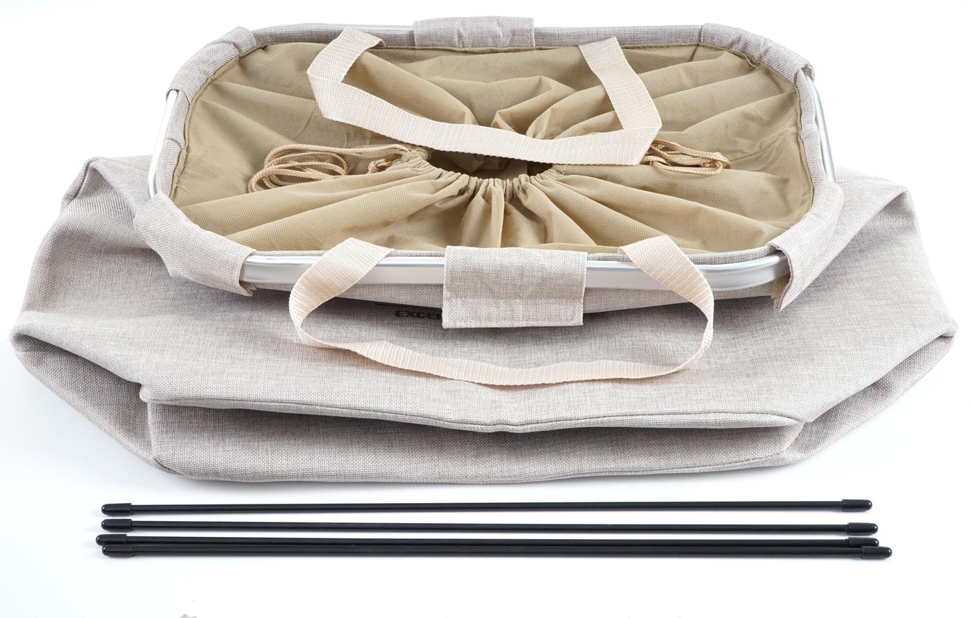 Cosmo Casa - Wasmand - Trekkoord - Textiel - Beige - 54×52×32 cm - 89 l