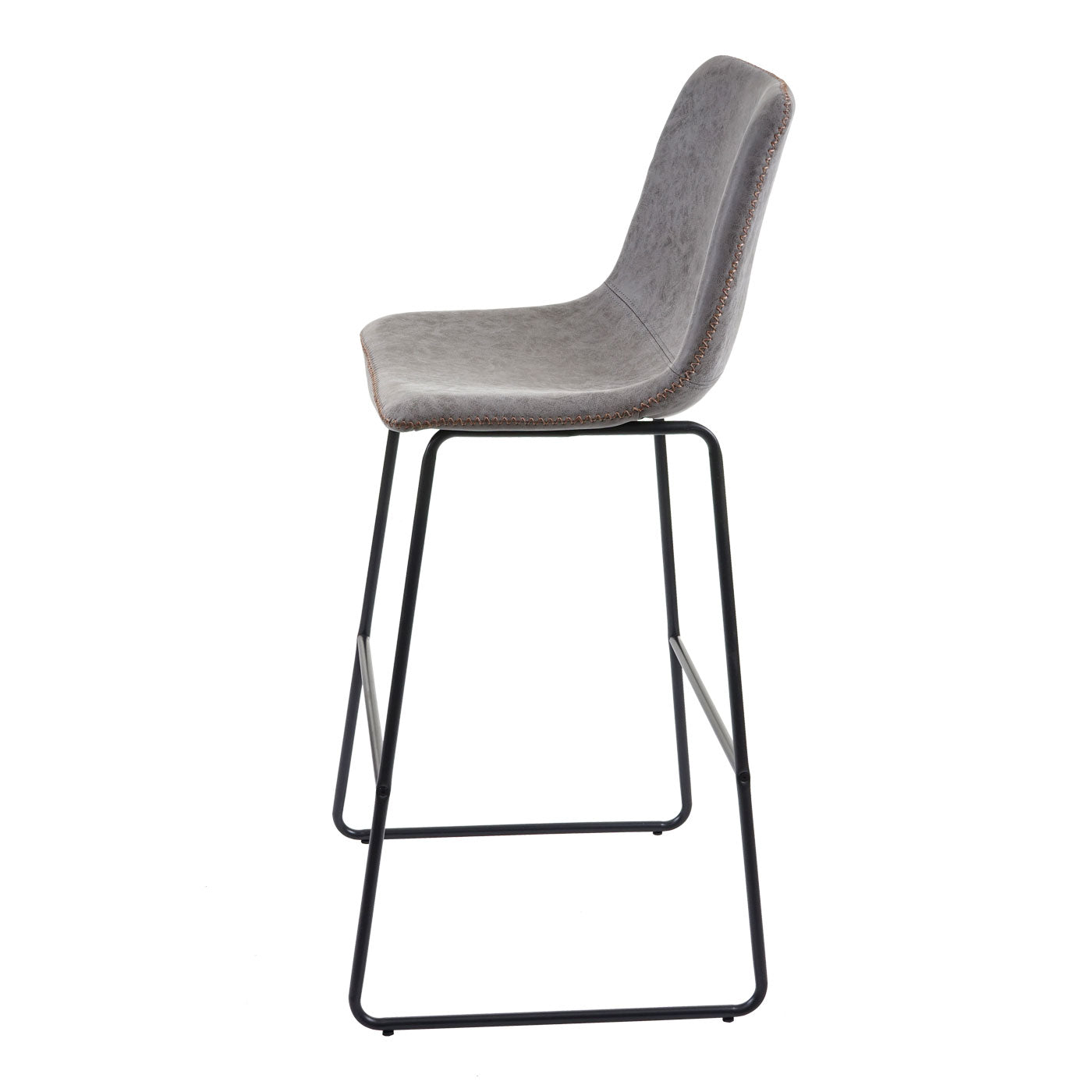 Cosmo Casa - Set van 2 Barkrukken - Vintage - Imitatiel leer - Grijs