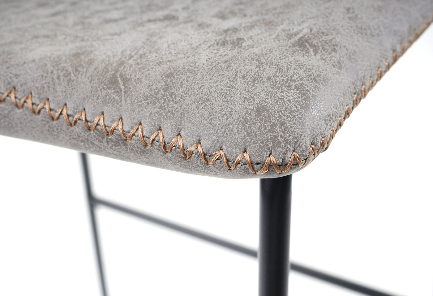 Cosmo Casa - Set van 2 Barkrukken - Vintage - Imitatiel leer - Grijs