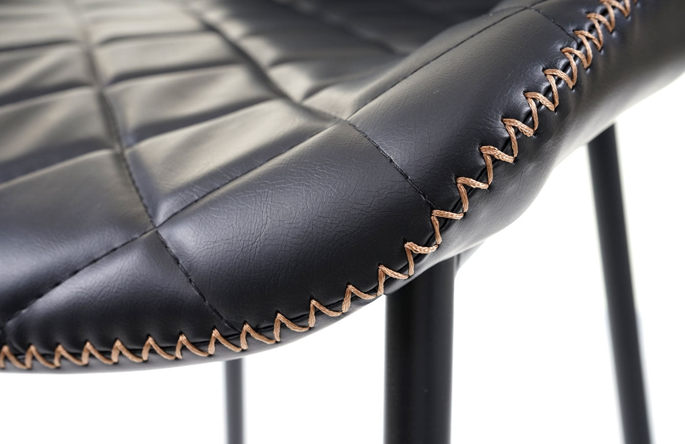 Cosmo Casa - Set van 2 Barkrukken - Vintage - Imitatiel leer - Zwart