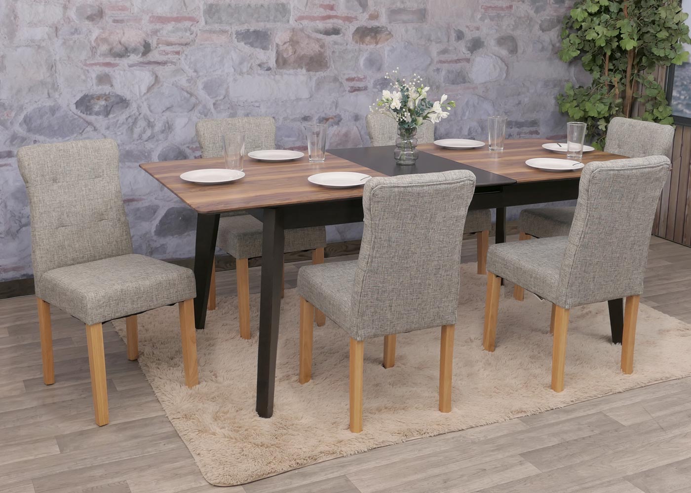 Cosmo Casa - Set van 2 Eetkamerstoelen - Gestoffeerd - Textiel - Grijs