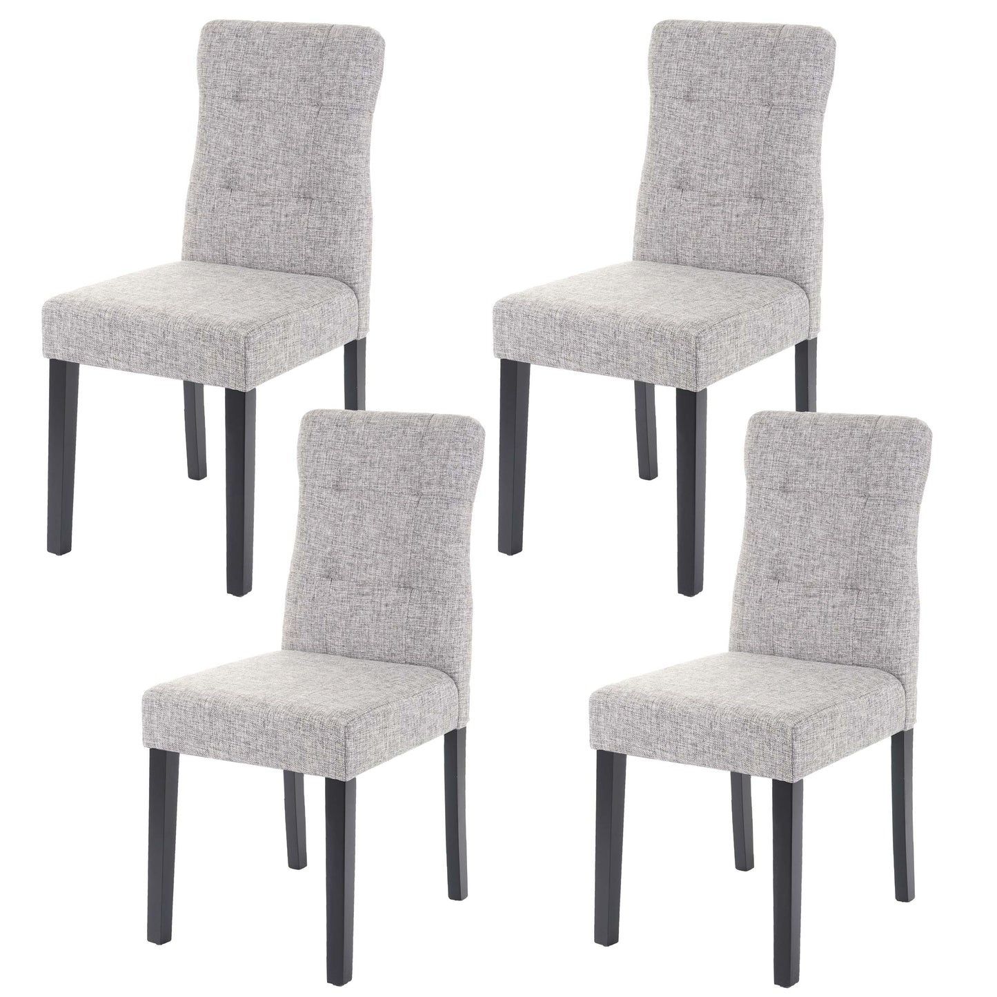 Cosmo Casa - Set van 4 Eetkamerstoelen - Gestoffeerd - Textiel - Grijs