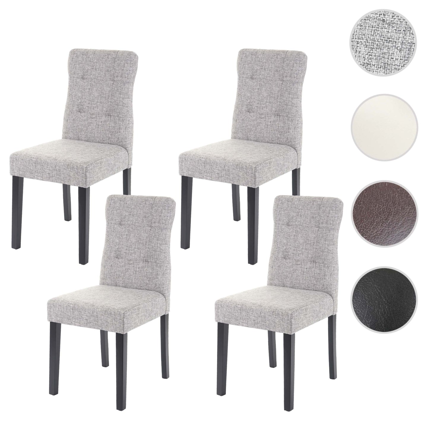 Cosmo Casa - Set van 4 Eetkamerstoelen - Gestoffeerd - Textiel - Grijs