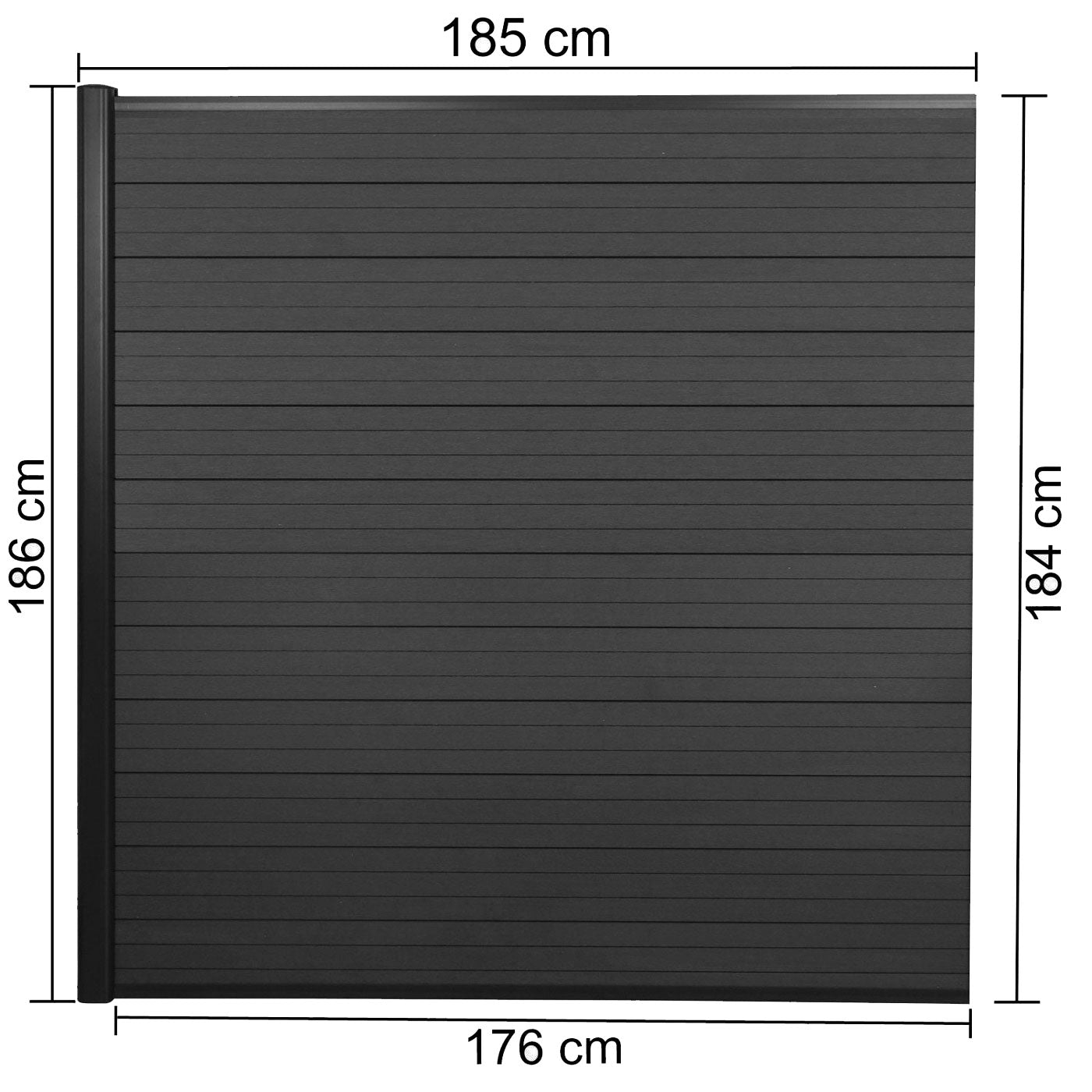 Cosmo Casa - Set van 3 WPC privacyschermen - Windscherm - WPC - Antraciet - 5,60 m