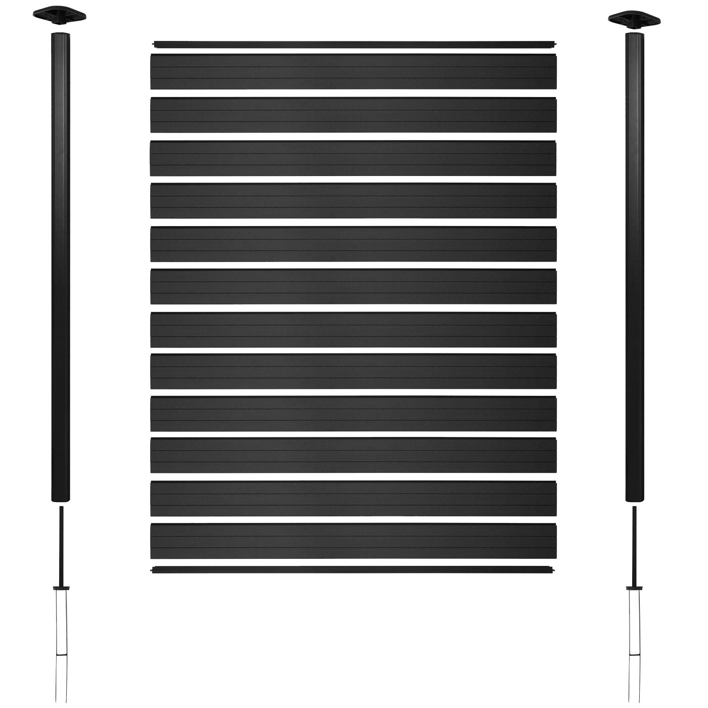 Cosmo Casa - Set van 3 WPC privacyschermen - Windscherm - WPC - Antraciet - 5,60 m