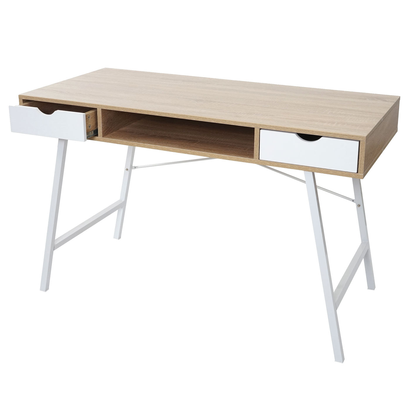 Cosmo Casa - Bureau - 3D-structuur - Hout - Natuurlijk bruin & Wit - 120×60 cm