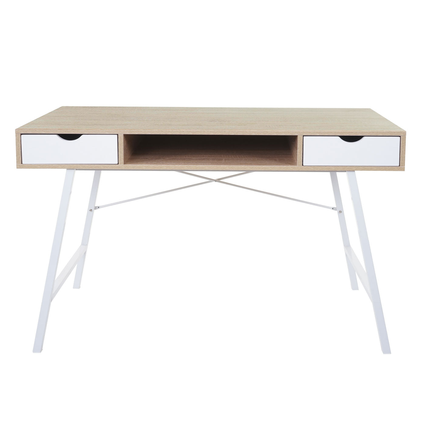 Cosmo Casa - Bureau - 3D-structuur - Hout - Natuurlijk bruin & Wit - 120×60 cm