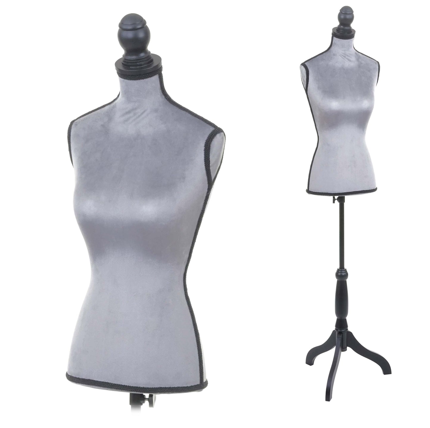 Cosmo Casa - Kleermakerspop - Dames torso - Fluweel - Fluweelgrijs