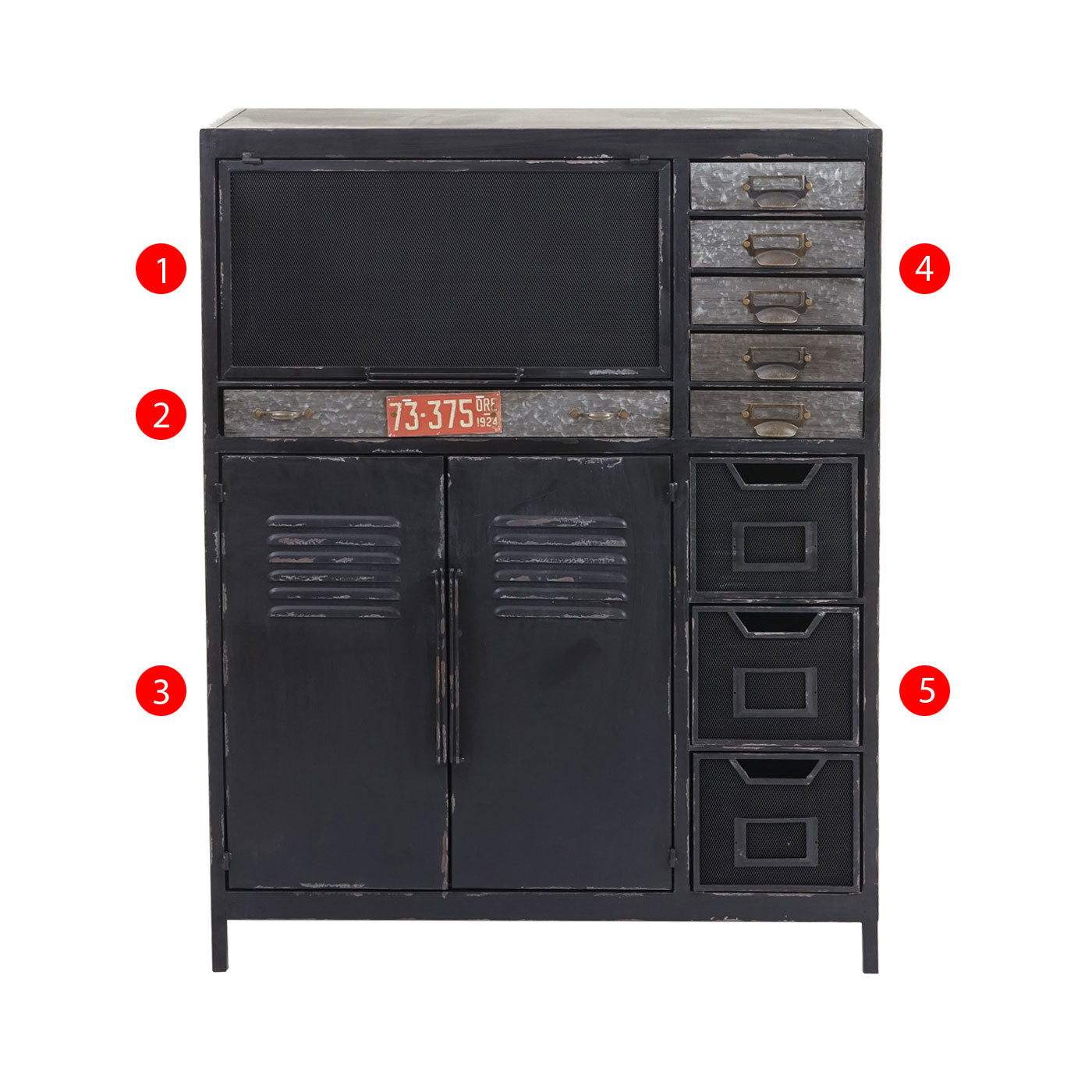 Cosmo Casa - Apothekerskast - Industrieel - Hout - 115×89×35 cm