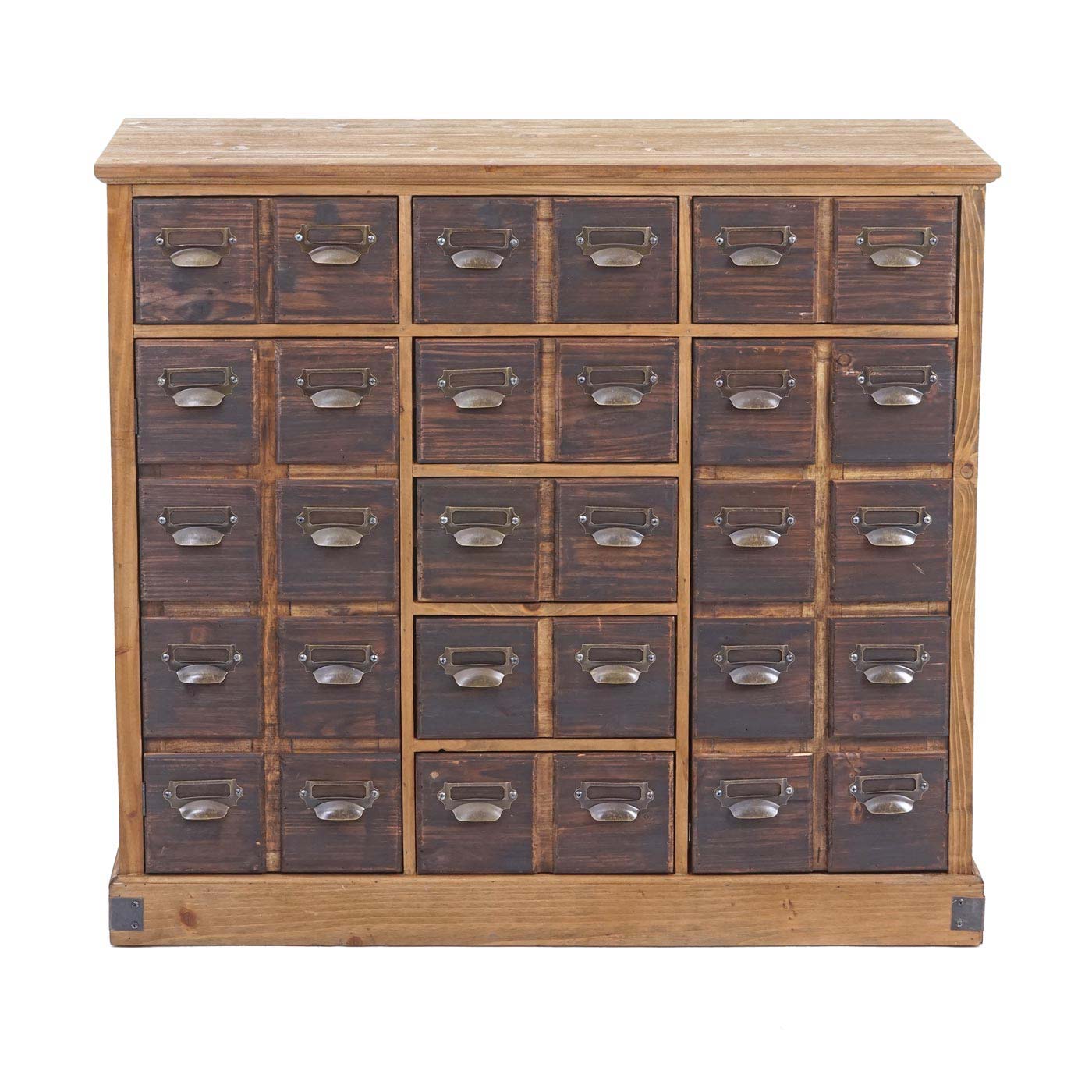 Cosmo Casa - Apothekerskast - Vintage - Hout - Natuurlijk bruin - 90×100×35 cm