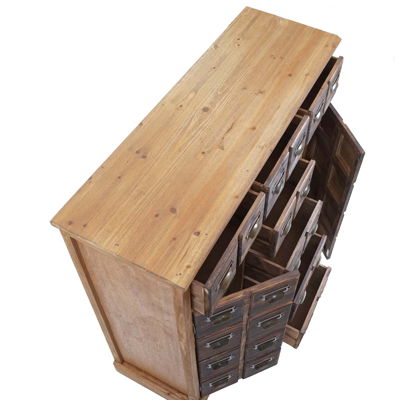 Cosmo Casa - Apothekerskast - Vintage - Hout - Natuurlijk bruin - 90×100×35 cm