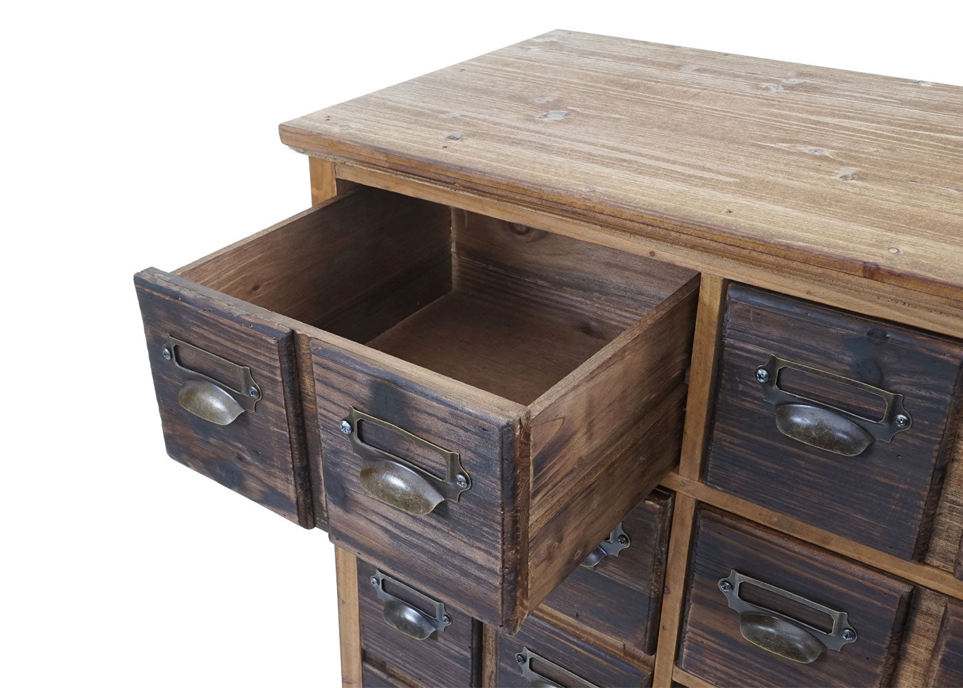 Cosmo Casa - Apothekerskast - Vintage - Hout - Natuurlijk bruin - 90×100×35 cm