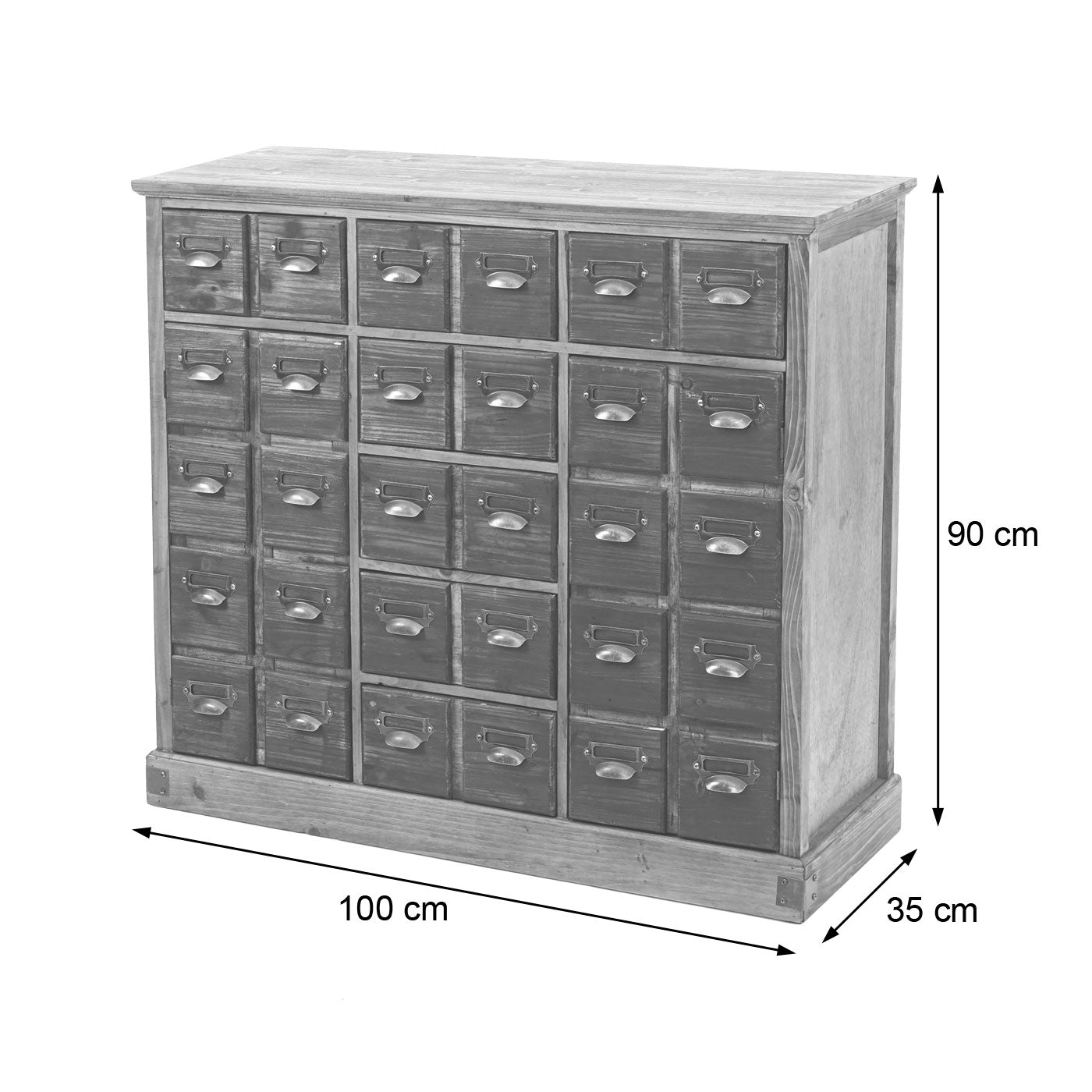 Cosmo Casa - Apothekerskast - Vintage - Hout - Natuurlijk bruin - 90×100×35 cm