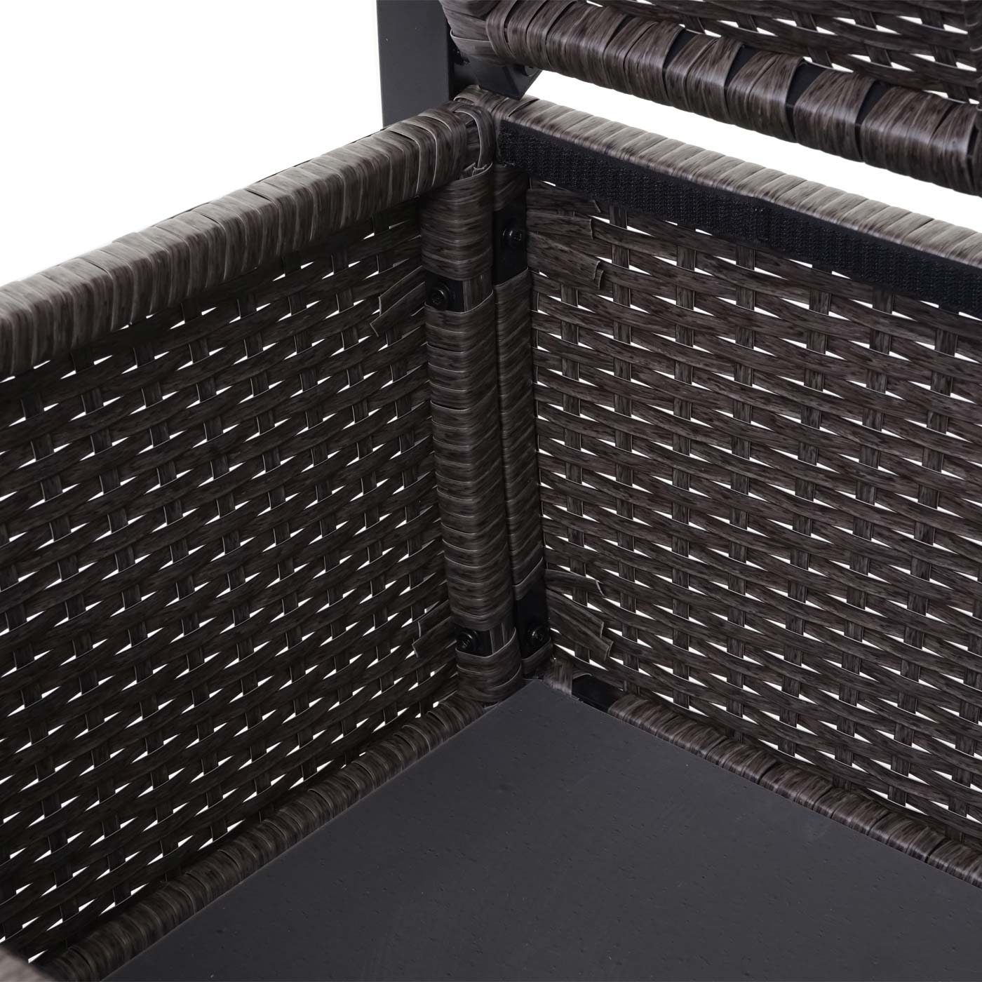 Cosmo Casa - Polyrotan 2-zitsbank - Opbergvak - Polyrotan - Gemêleerd grijs & Crème