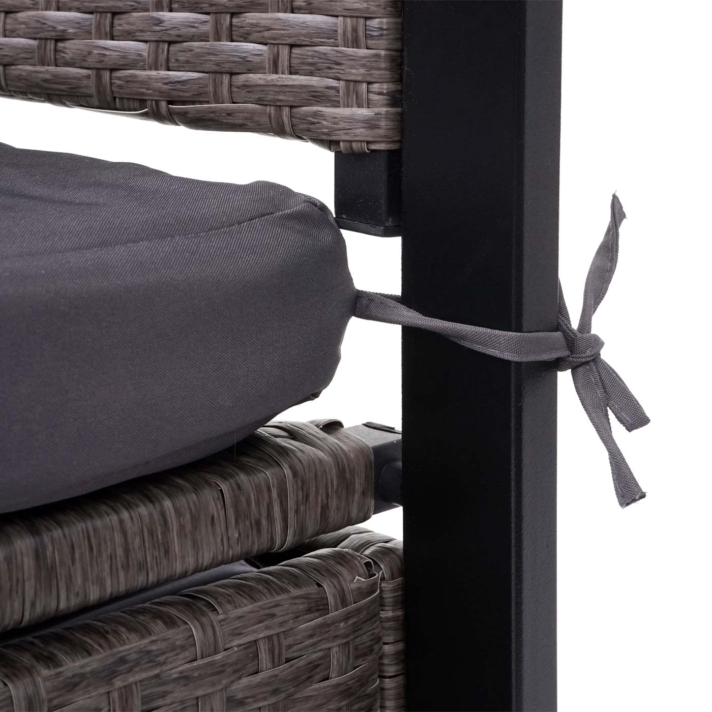 Cosmo Casa - Polyrotan 2-zitsbank - Opbergvak - Polyrotan - Gemêleerd grijs & Grijs