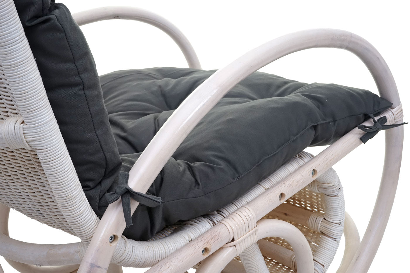 Cosmo Casa - Schommelstoel - Rotan - Rotan & Textiel - Grijs