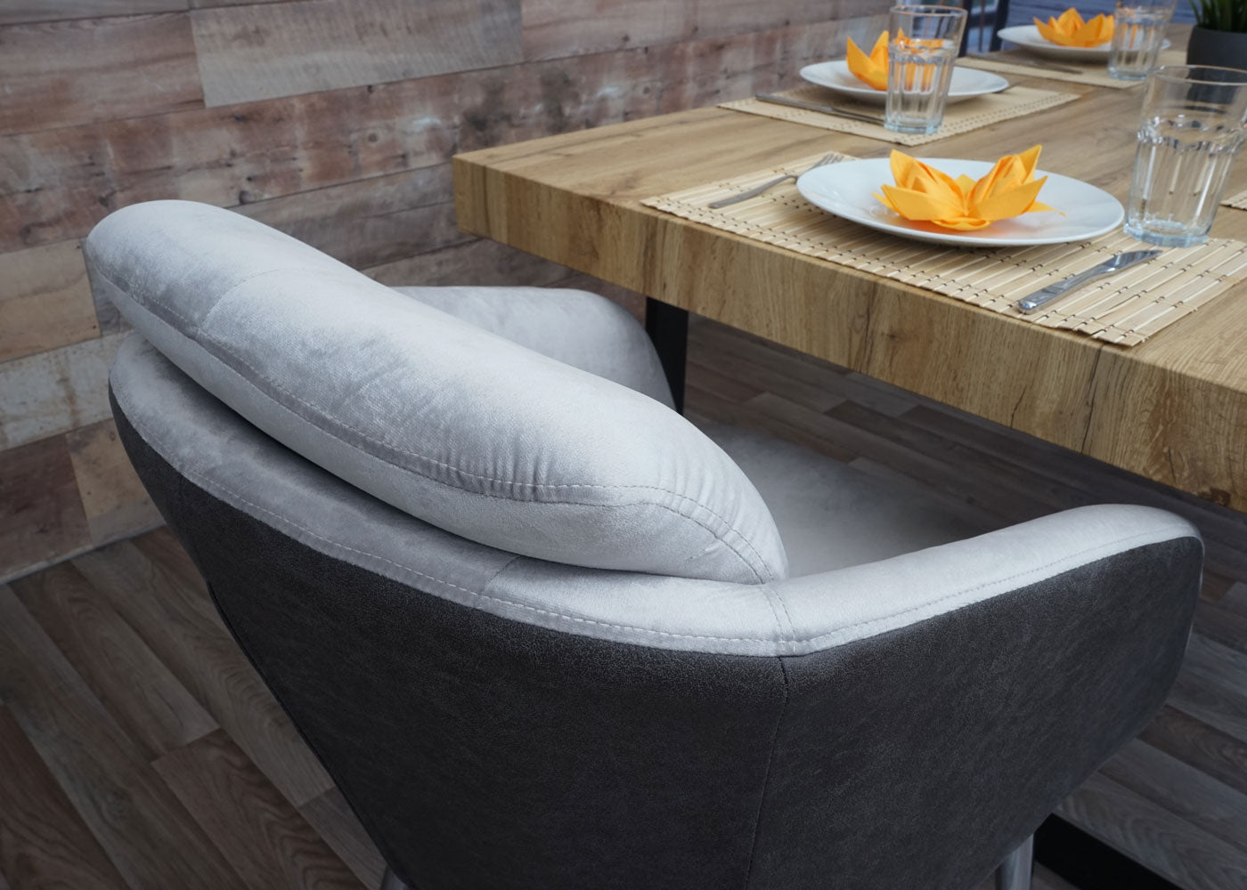 Cosmo Casa - Set van 6 Eetkamerstoelen - Gestoffeerd - Kunstleer - Grijs