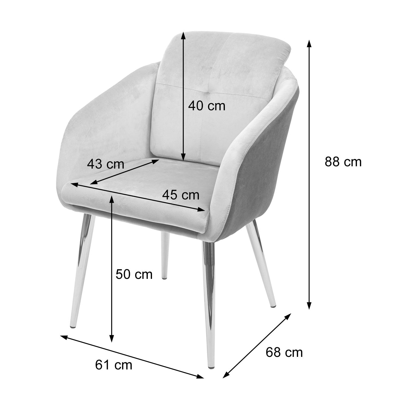 Cosmo Casa - Set van 6 Eetkamerstoelen - Gestoffeerd - Kunstleer - Grijs