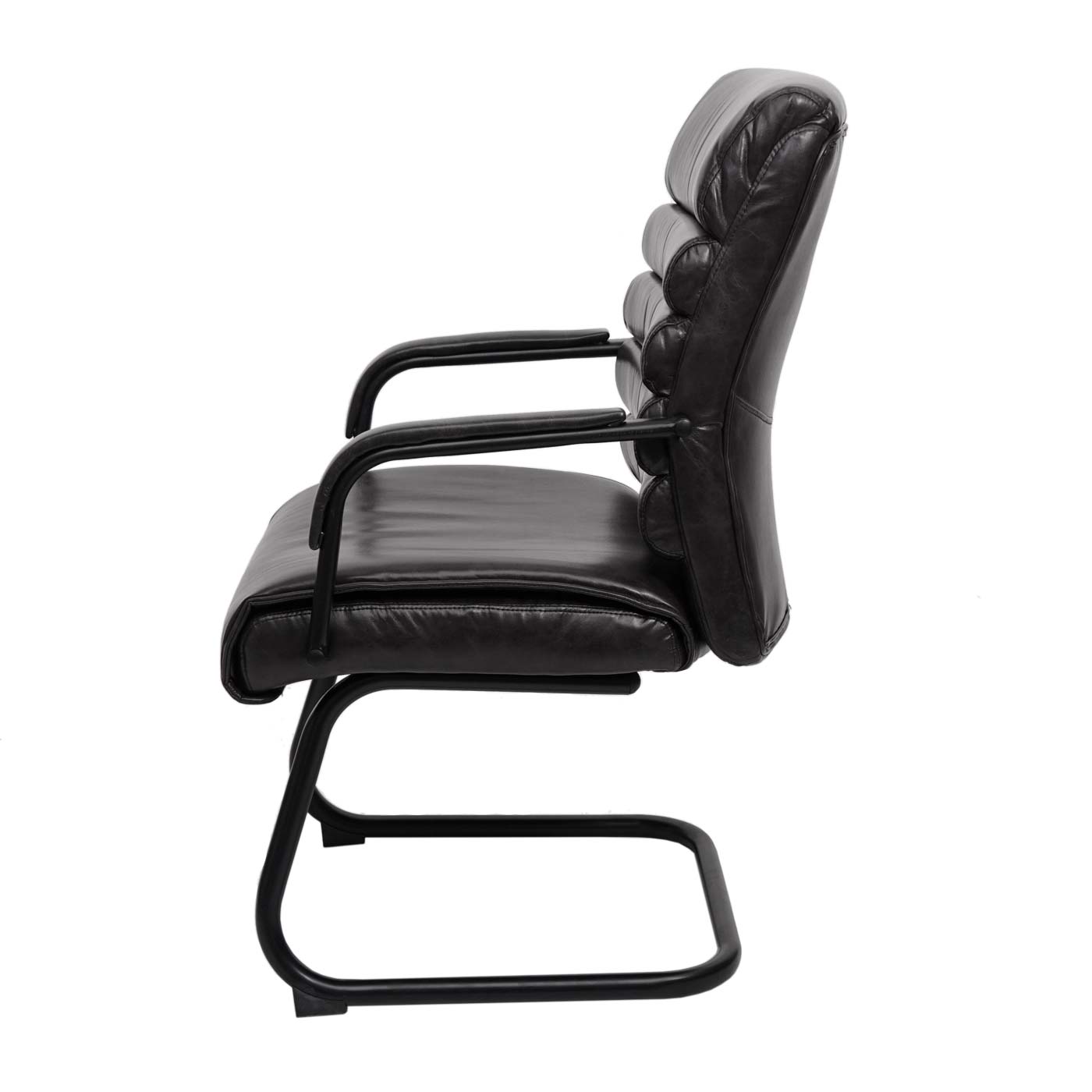 Cosmo Casa - Set van 6 Vergaderstoelen - Suèdelook - Kunstleer & Metaal - Zwart