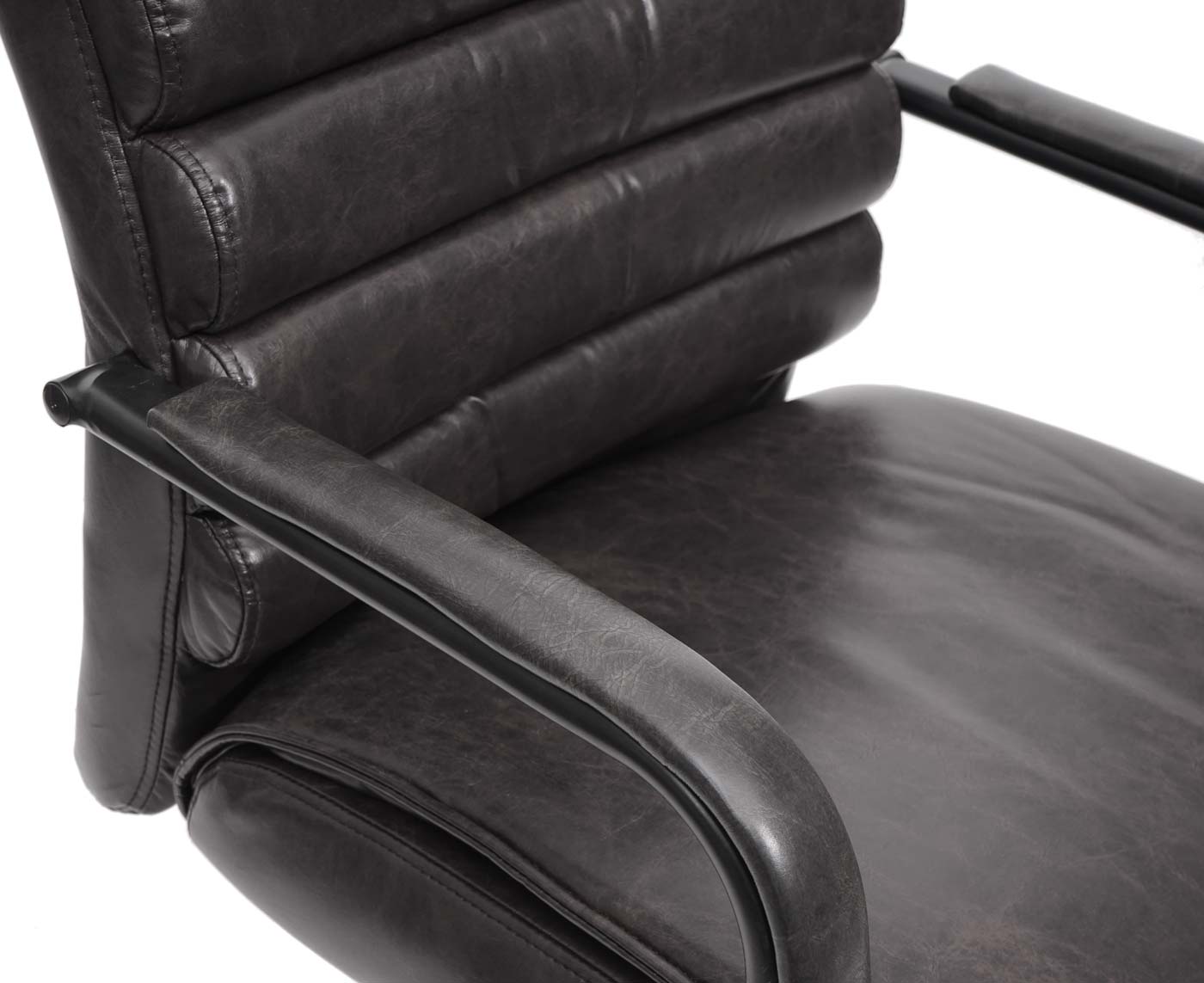 Cosmo Casa - Set van 6 Vergaderstoelen - Suèdelook - Kunstleer & Metaal - Zwart