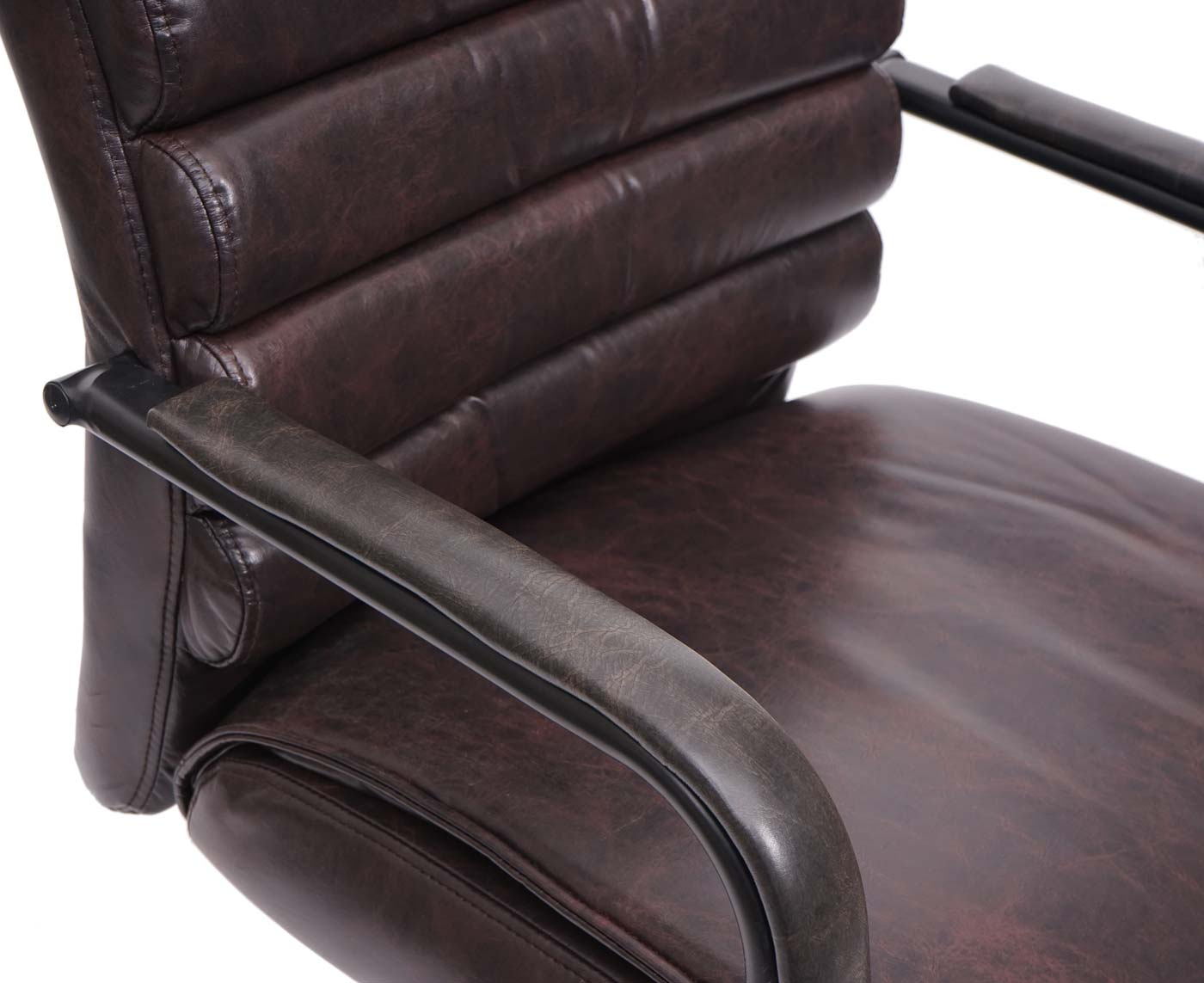 Cosmo Casa - Set van 6 Vergaderstoelen - Suèdelook - Kunstleer & Metaal - Bruin