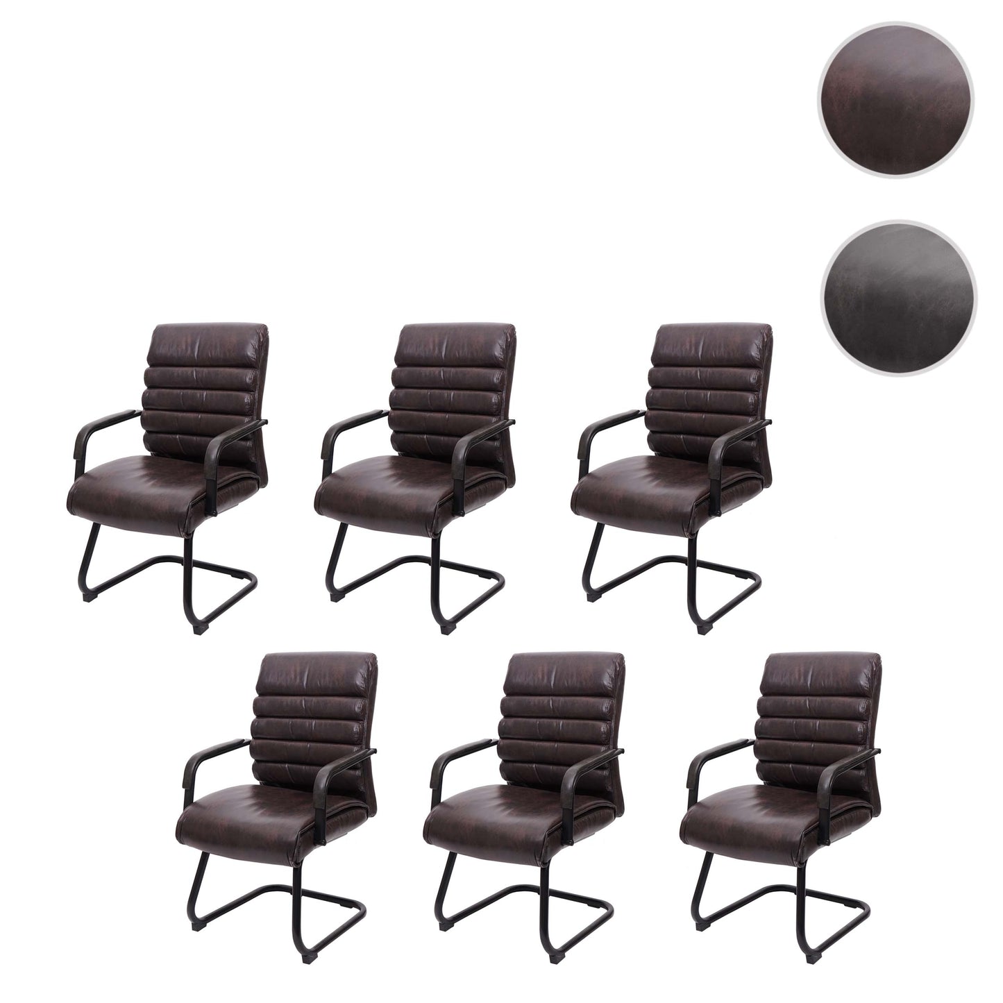 Cosmo Casa - Set van 6 Vergaderstoelen - Suèdelook - Kunstleer & Metaal - Bruin