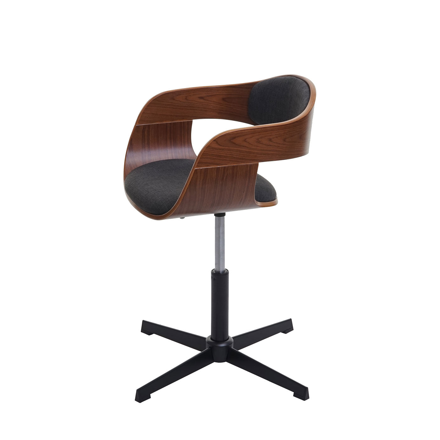 Cosmo Casa - Eetkamerstoelen set van 6 - Draaibaar verstelbaar - Gebogen hout - Donkergrijs textiel - FSC