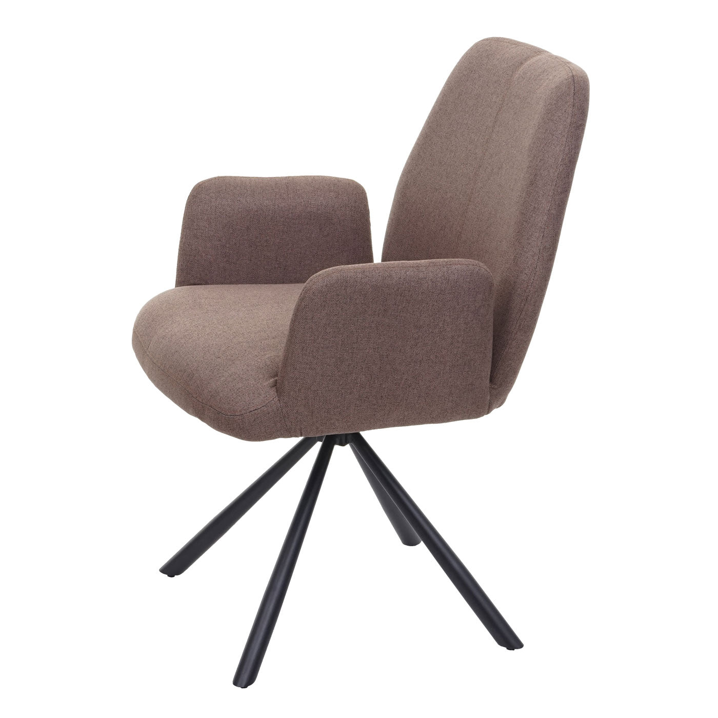 Cosmo Casa - Set van 6 Eetkamerstoelen - Fauteuil Design - Stof en Staal - Bruin