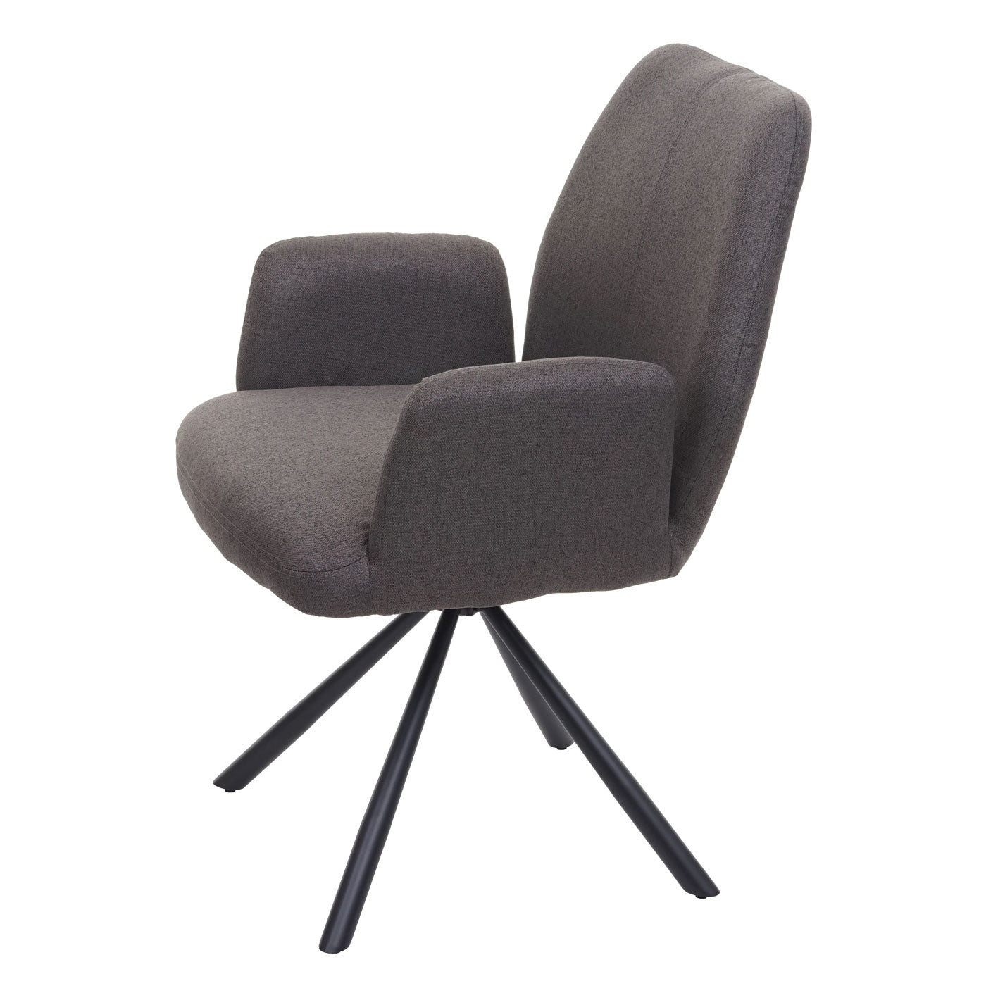 Cosmo Casa - Set van 6 Eetkamerstoelen - Relaxfauteuil Draaibaar - Stof en Staal - Grijsbruin