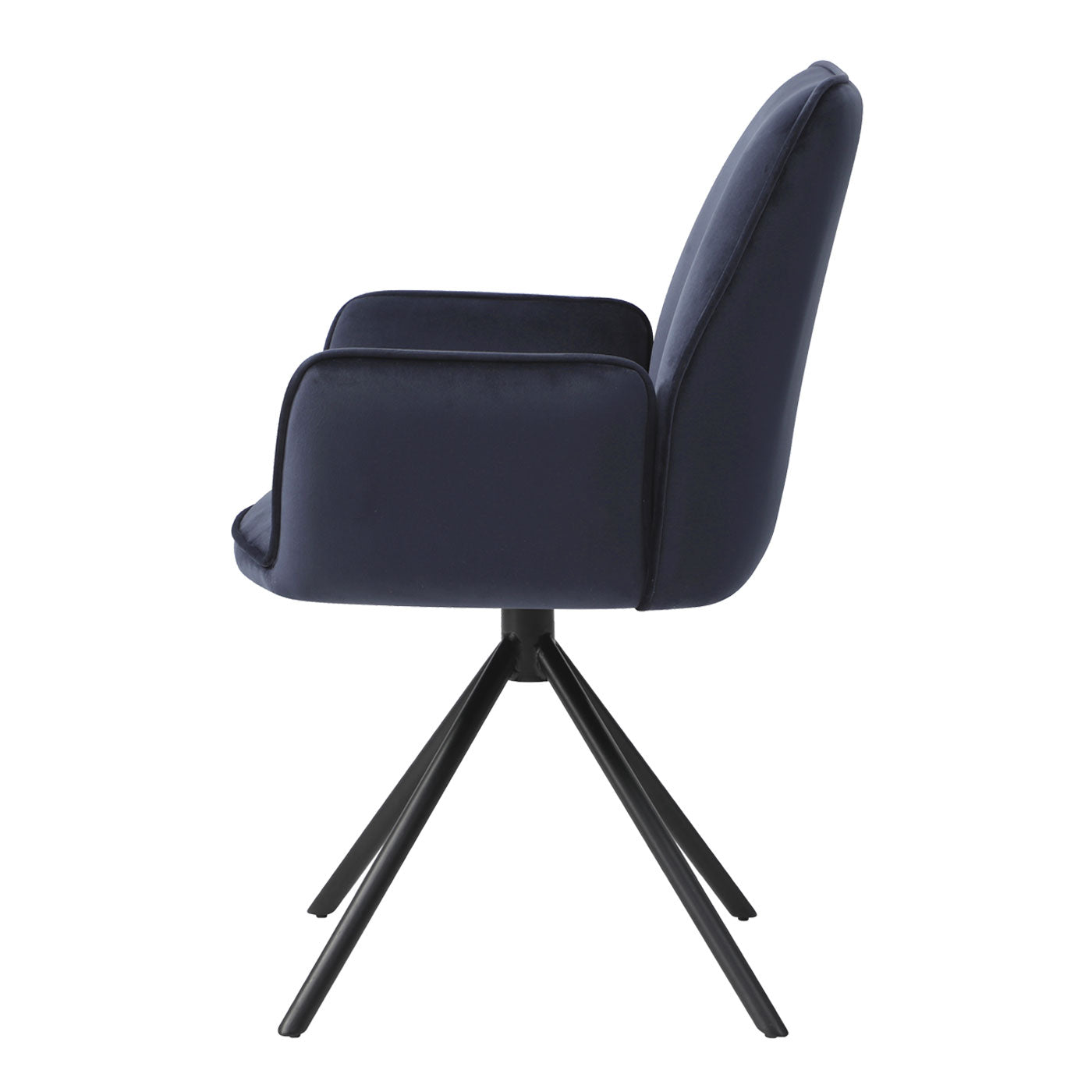 Cosmo Casa - Set van 6 Eetkamerstoelen - Keukenstoelen met Armleuningen - Fluweel - Antracietblauw - Zwarte Poten