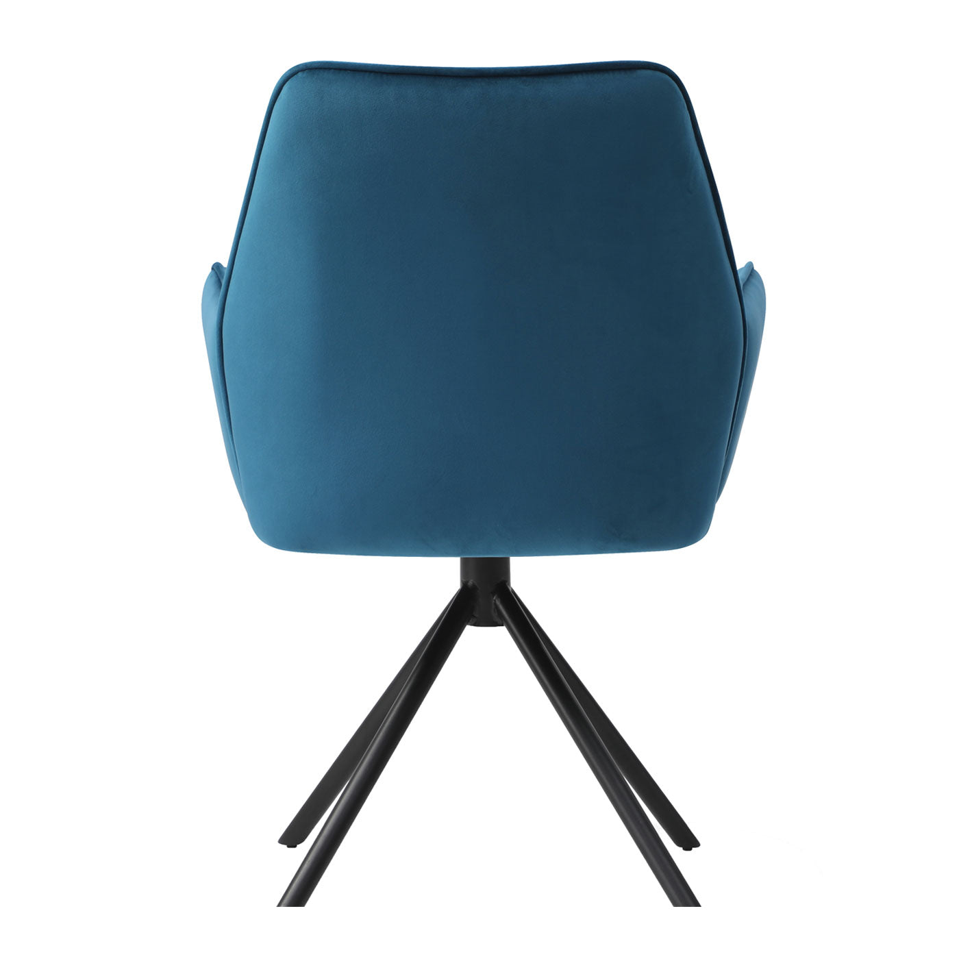 Cosmo Casa - Set van 6 Eetkamerstoelen - Keukenstoelen met Armleuningen - Fluweel - Turquoiseblauw - Zwarte Poten