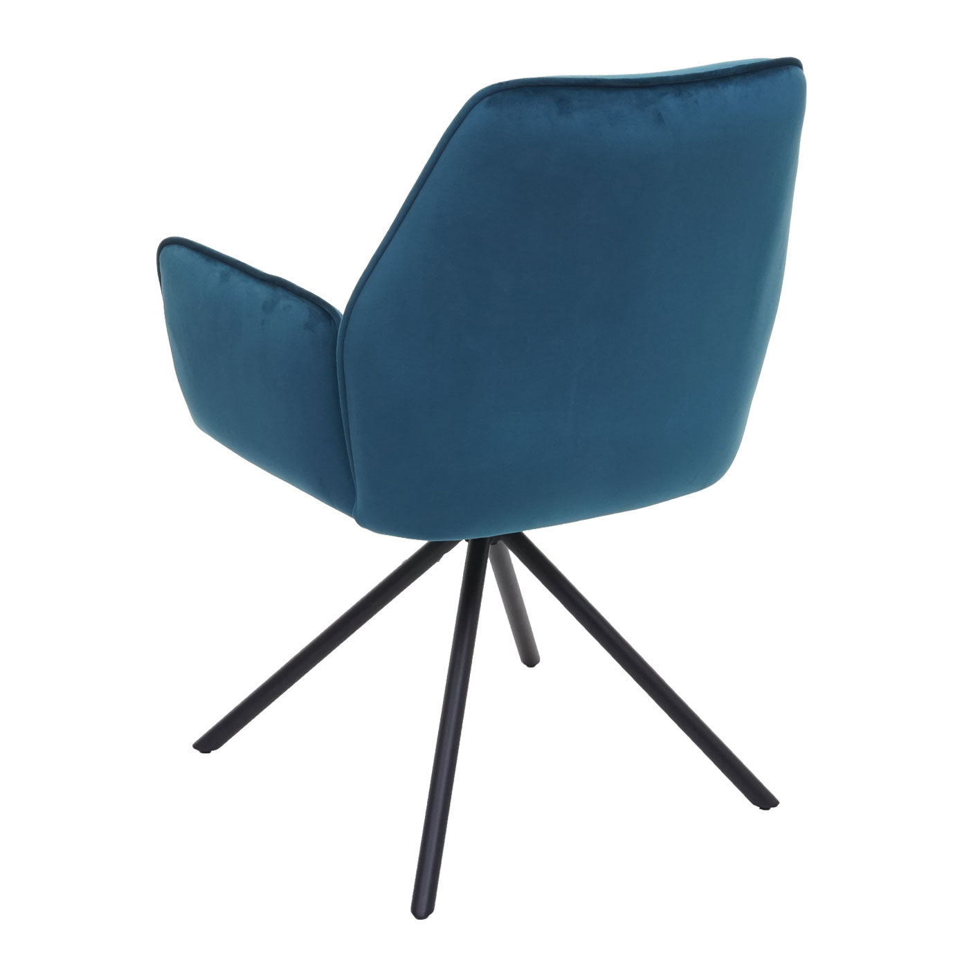 Cosmo Casa - Set van 6 Eetkamerstoelen - Keukenstoelen met Armleuningen - Fluweel - Turquoiseblauw - Zwarte Poten