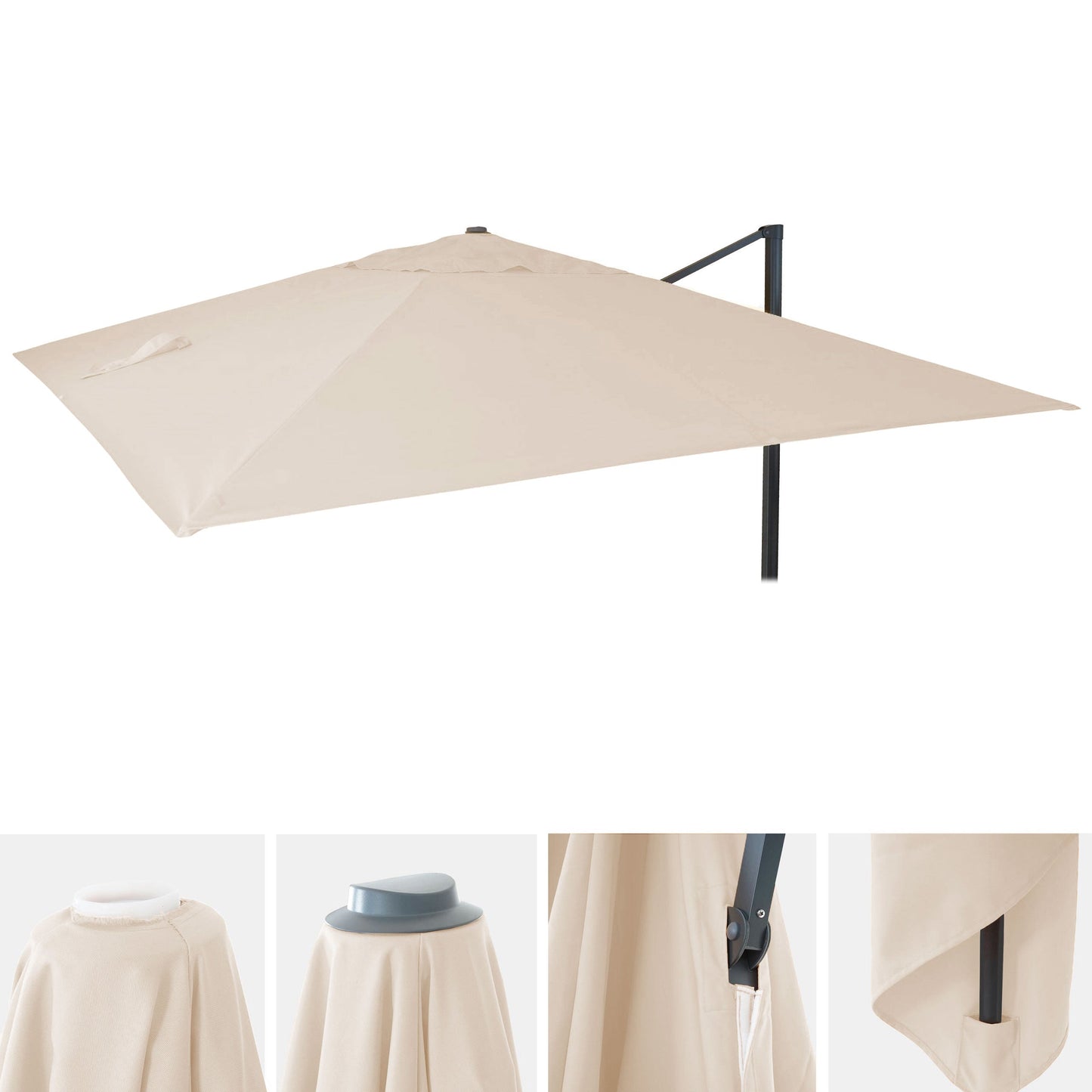 Cosmo Casa - Vervanghoes - Parasolhoes - Polyester - Crème - 3,5×3,5 m (Ø 4,95 m) - 4 kg