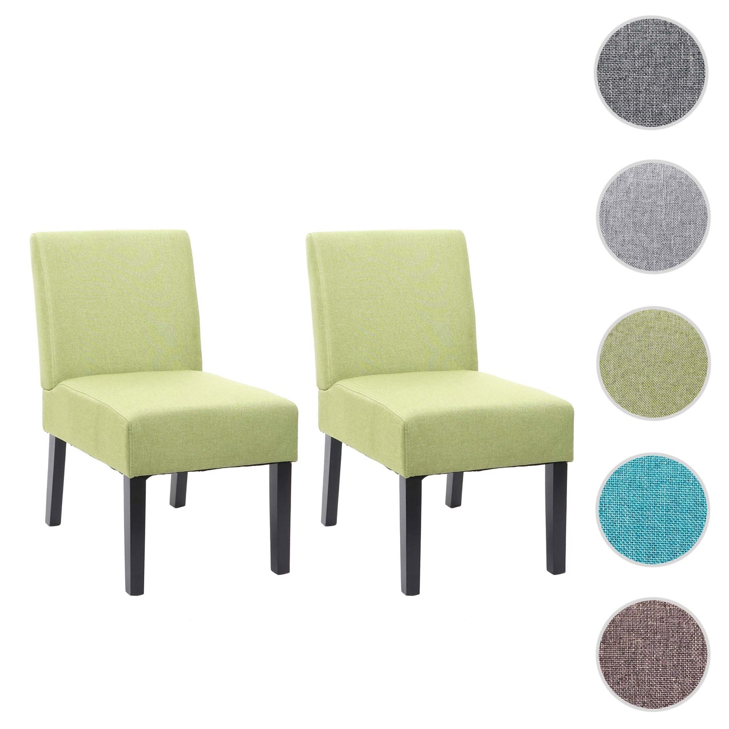 Cosmo Casa - Set van 2 Eetkamerstoelen - Lounge - Textiel - Groen