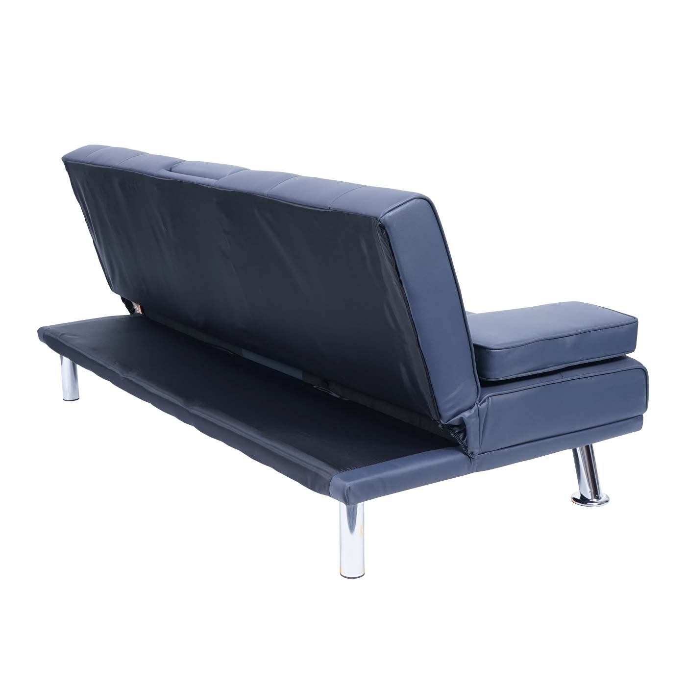 Cosmo Casa - 3-zitsbank - Bekerhouder - Kunstleer - Donkerblauw - 97×166 cm