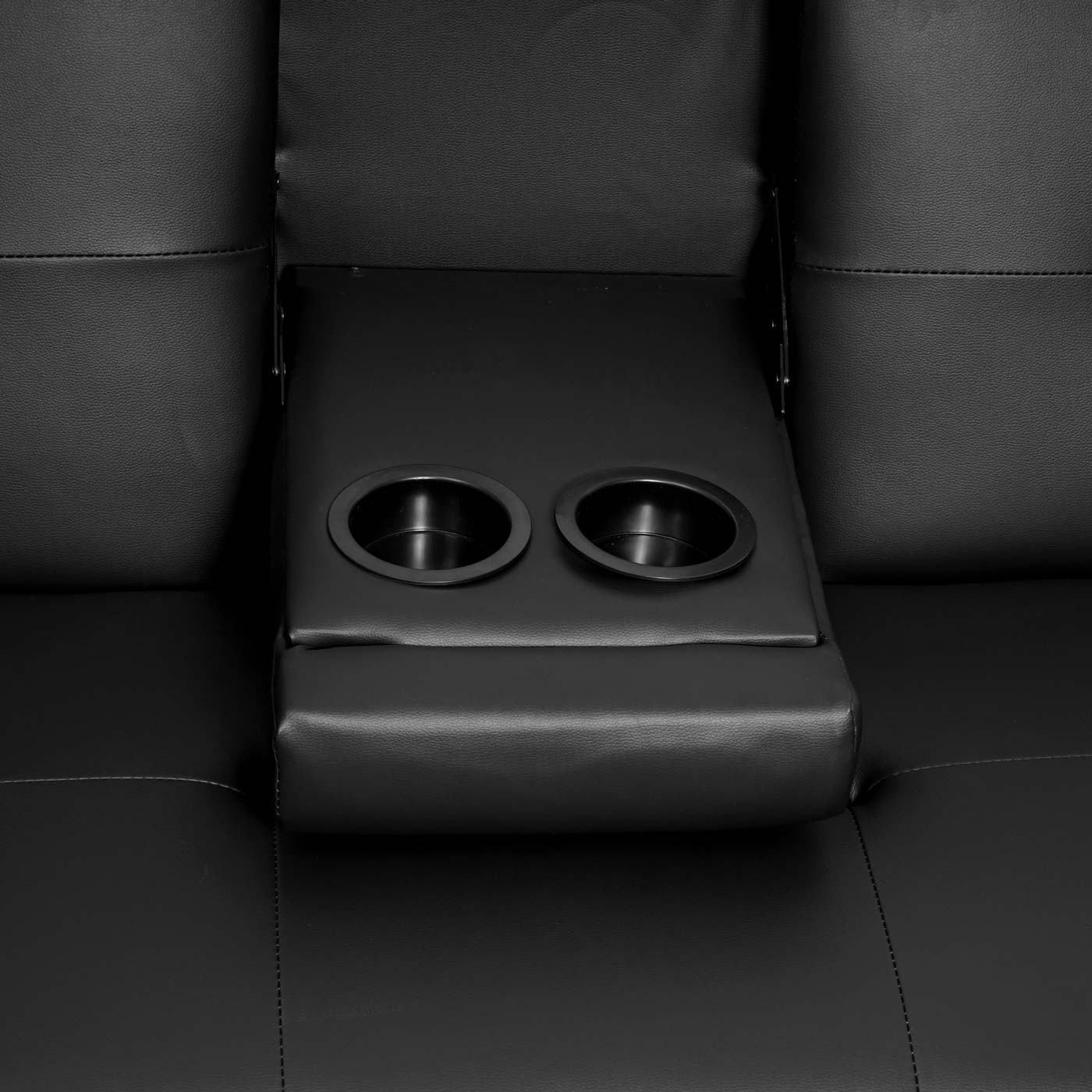 Cosmo Casa - 3-zitsbank - Bekerhouder - Kunstleer - Zwart - 97×166 cm