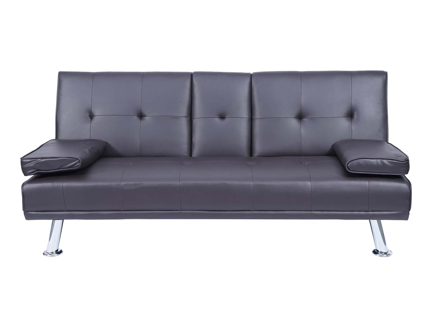 Cosmo Casa - 3-zitsbank - Bekerhouder - Kunstleer - Bruin - 97×166 cm